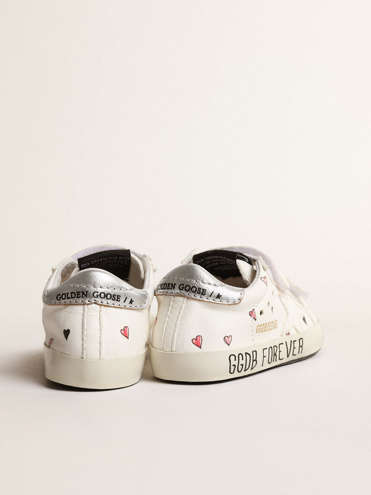 Golden Goose - Baby School with heart print and metallic leather heel tab in 