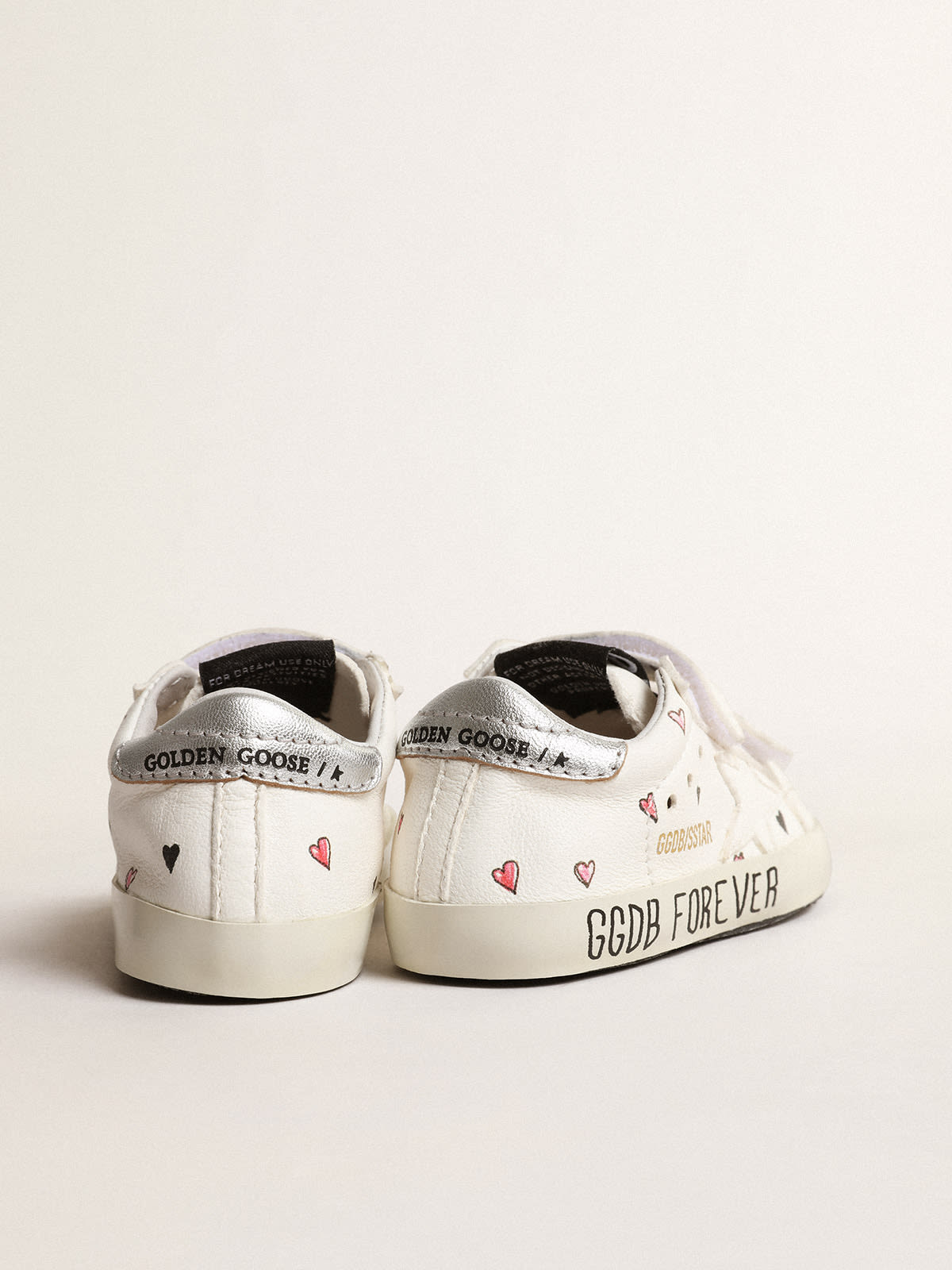 Baby School with heart print and metallic leather heel tab | Golden Goose