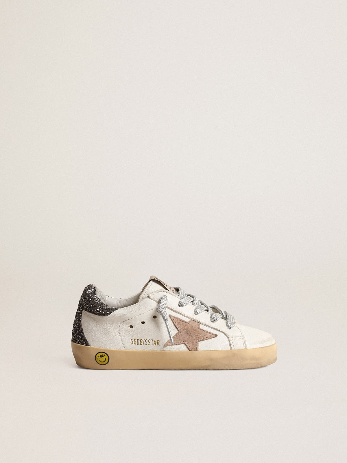 Super-Star Junior with a hazelnut star and glitter heel tab | Golden Goose