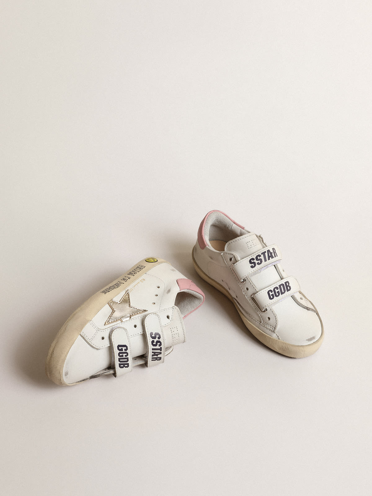 Golden Goose - Old School Junior with metallic leather star and pink heel tab in 