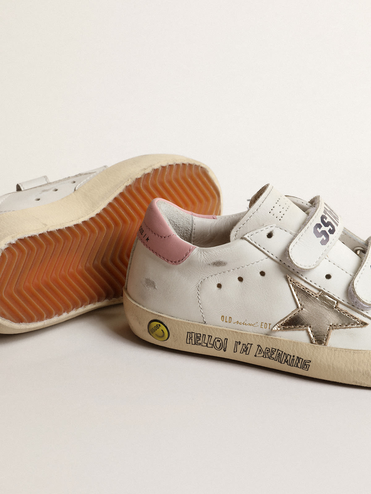 Golden Goose - Old School Junior with metallic leather star and pink heel tab in 