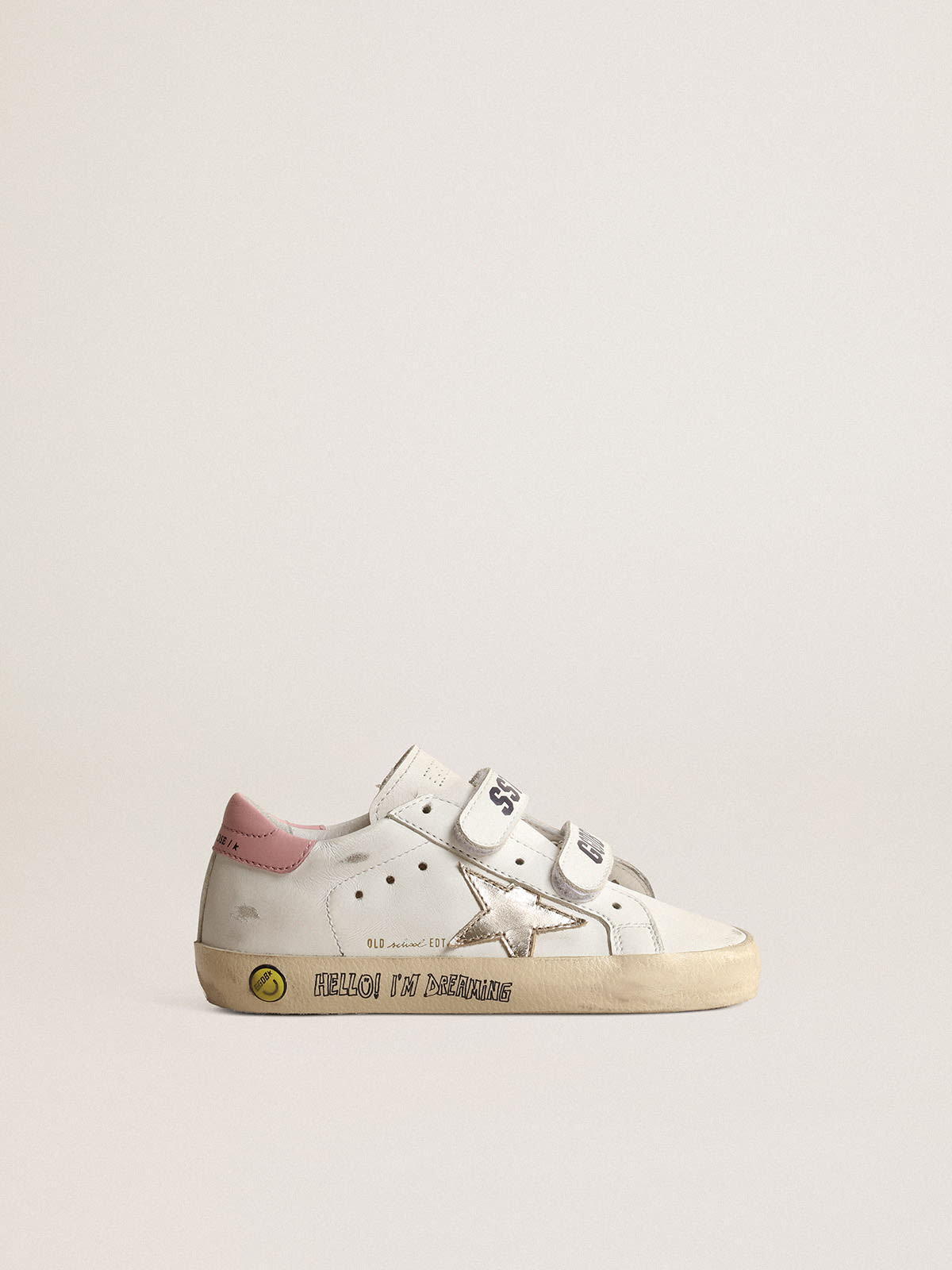 Golden Goose - Old School Junior with metallic leather star and pink heel tab in 