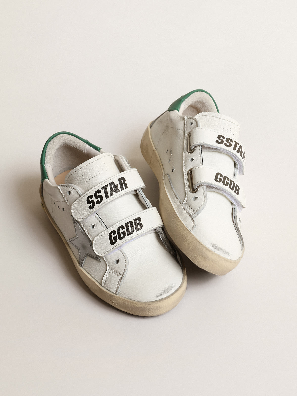 Junior Zapatillas Deportivas Super-Star Blancas De Piel Con Refuerzo Del  Talón De Purpurina, Niños (1-3 años) Golden Goose