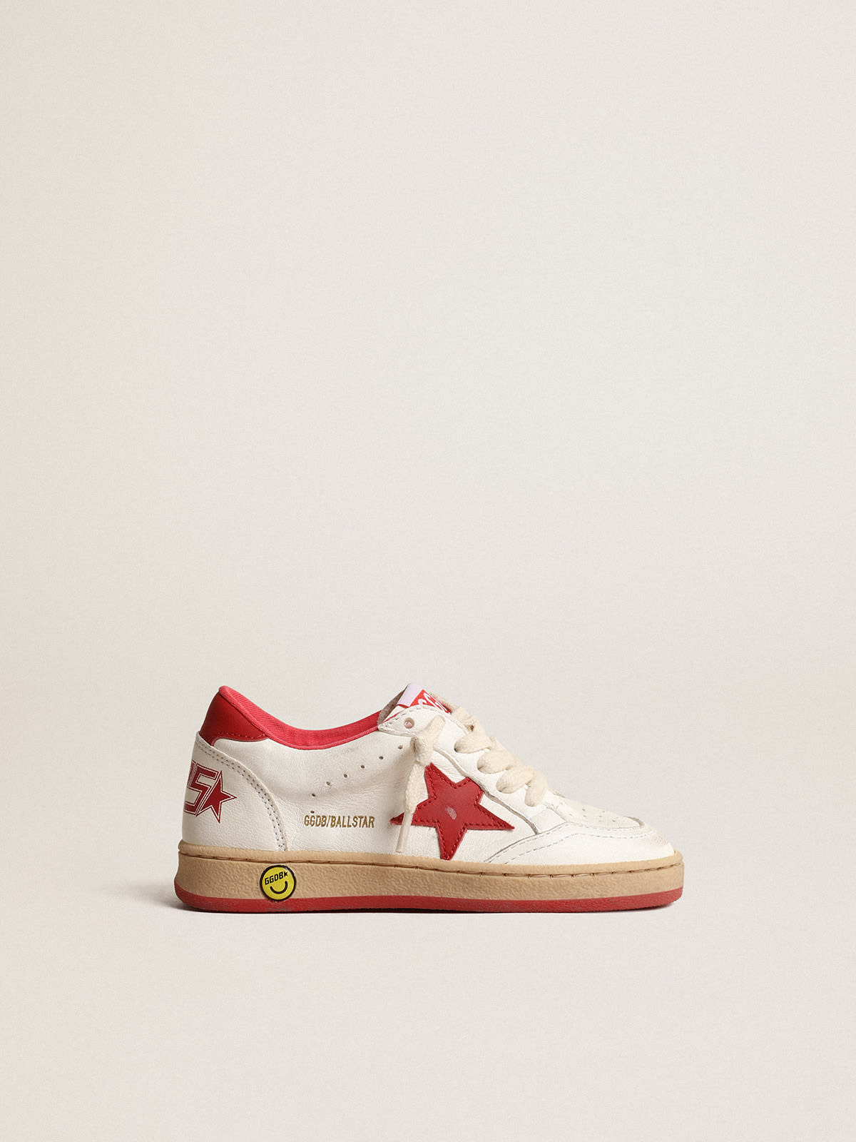 Golden Goose - Ball Star Junior de napa com estrela e talão de couro vermelho in 