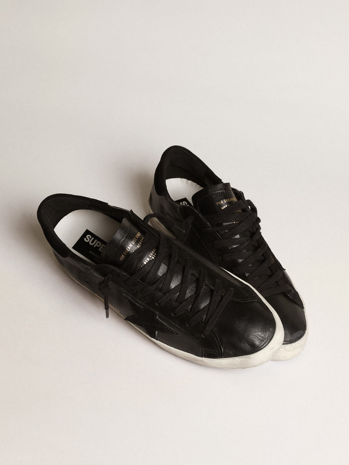 Golden Goose - Super-Star in black nappa with black suede star and heel tab in 