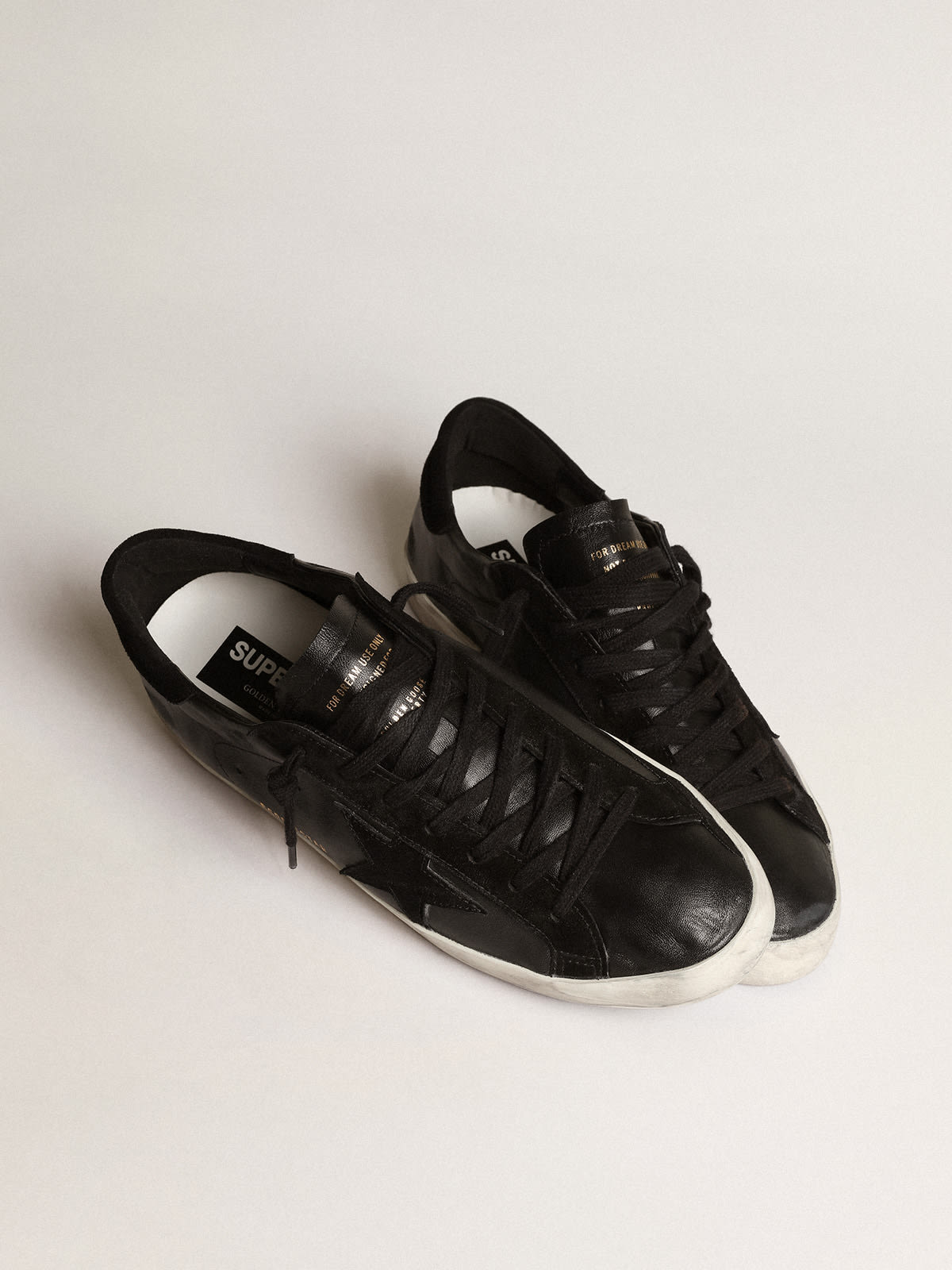 Golden Goose - Men's Super-Star in black nappa with black suede star and heel tab in 