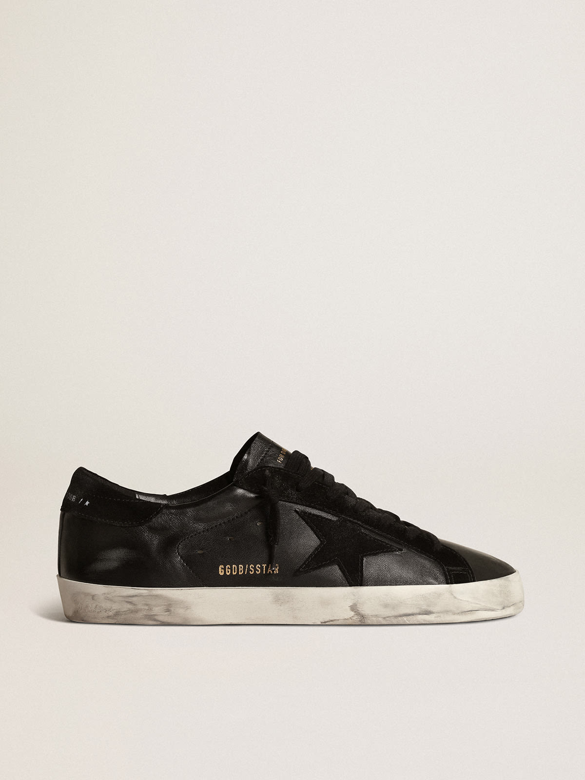 Golden Goose - Men's Super-Star in black nappa with black suede star and heel tab in 