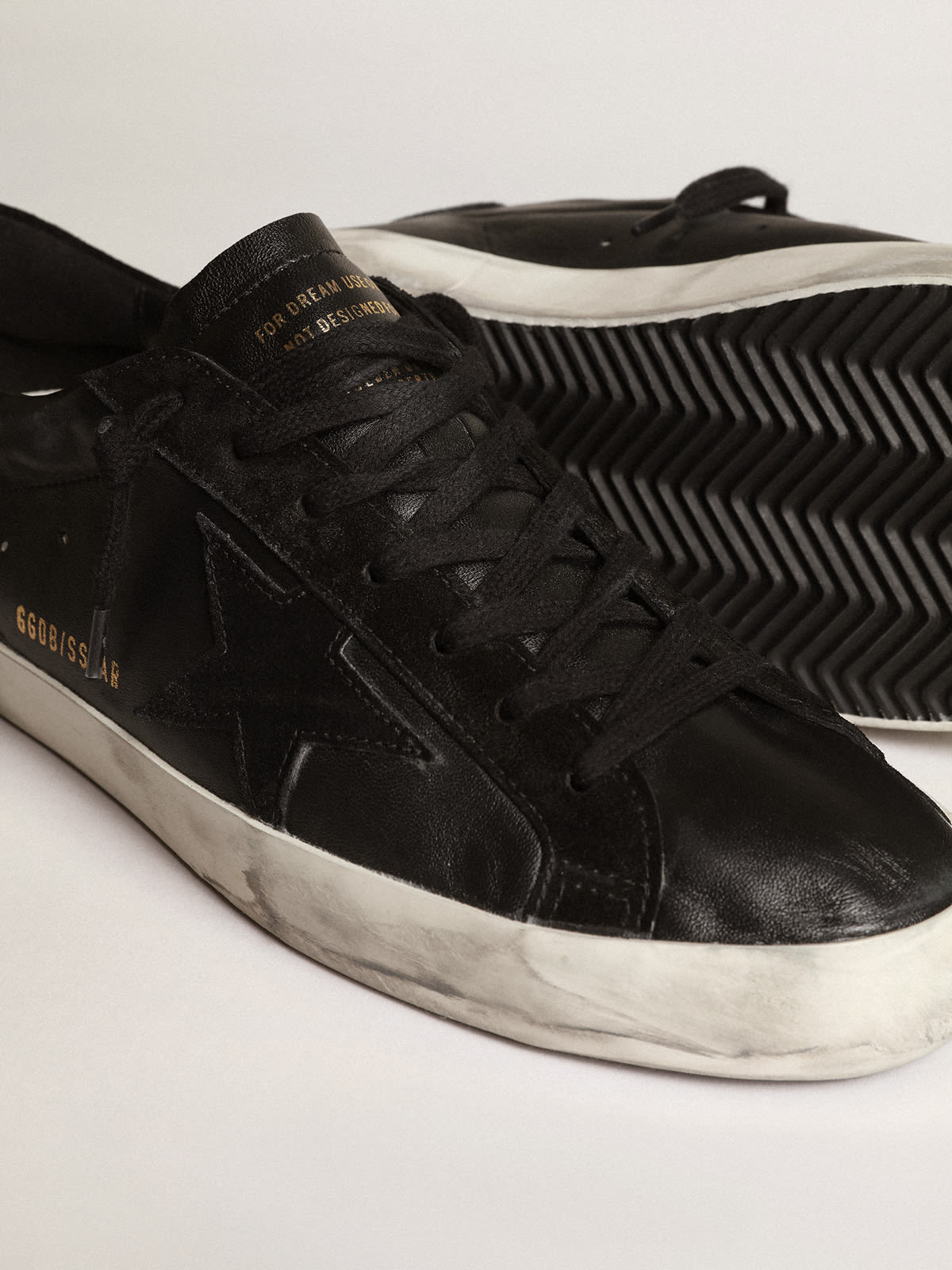 Golden Goose - Men's Super-Star in black nappa with black suede star and heel tab in 