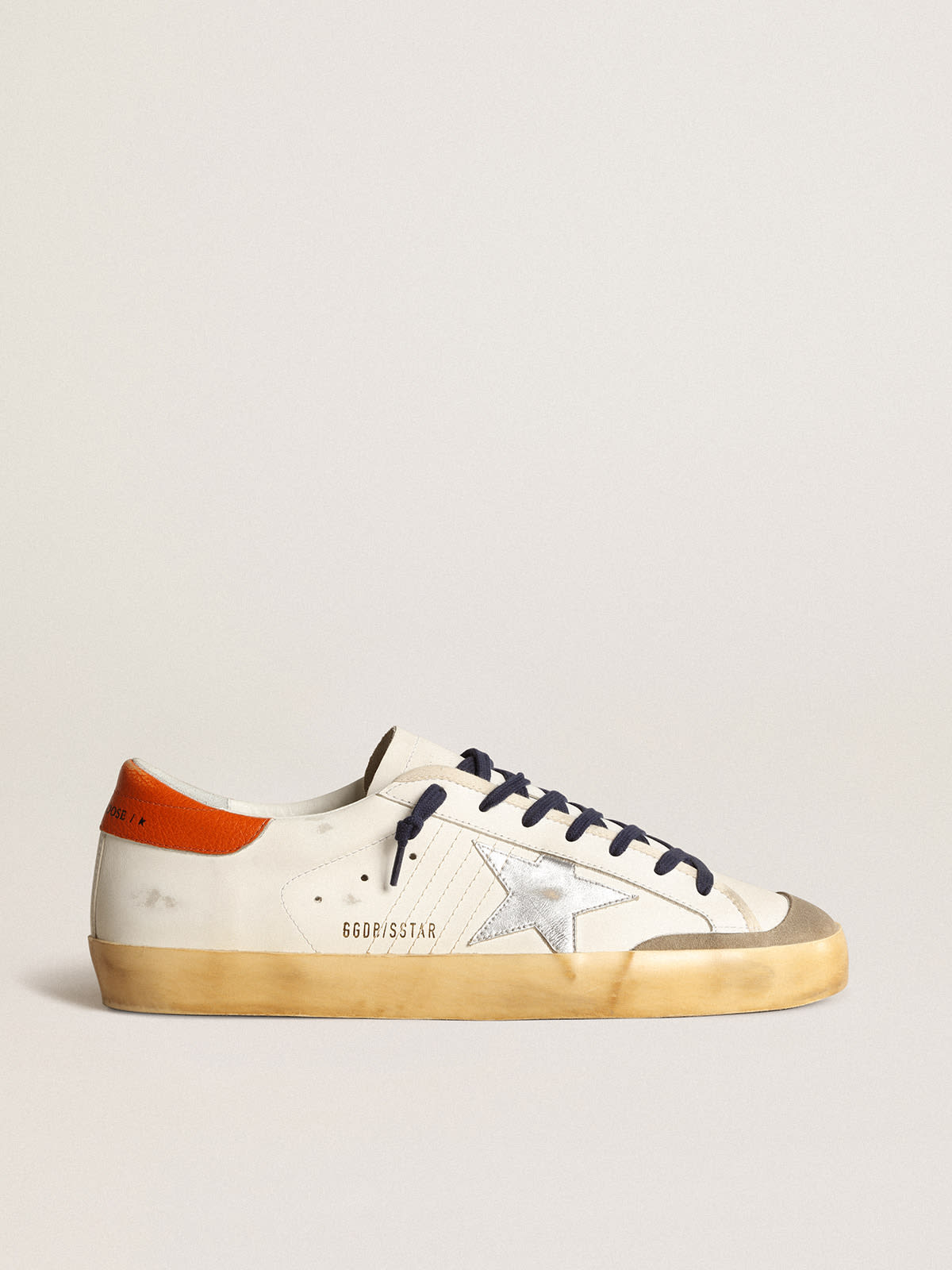 Golden Goose - Super-Star Penstar with silver star and orange heel tab in 