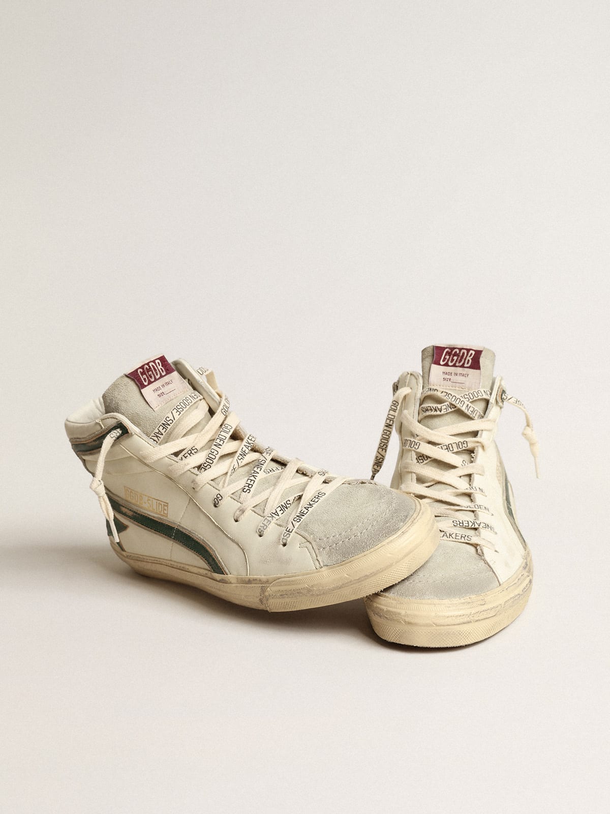 Golden Goose Beige & Green Slide Sneakers