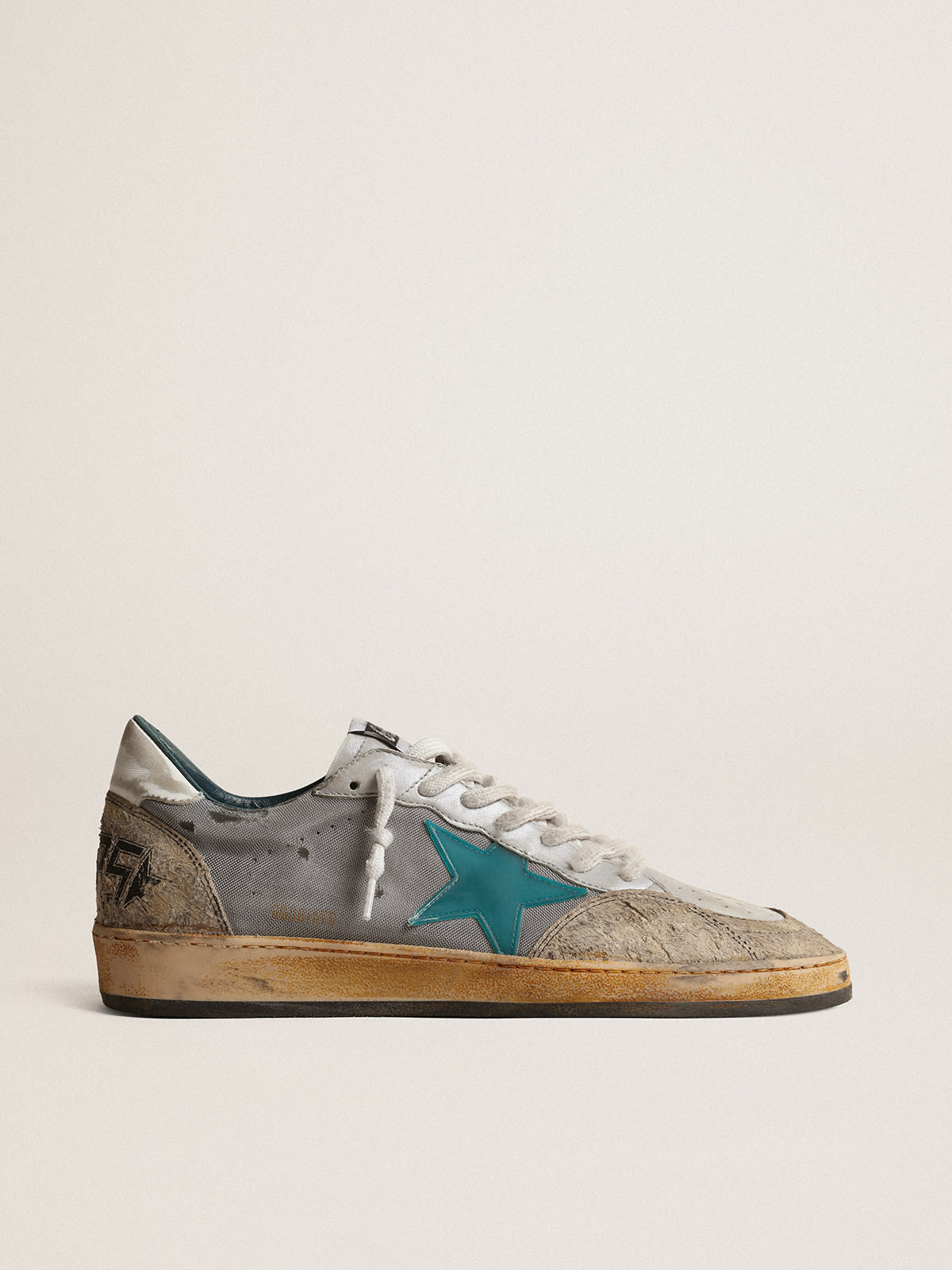 Golden Goose - Men's Ball Star in White Nappa Leather with Green Leather Star and Heel Tab, Man, Size: 44