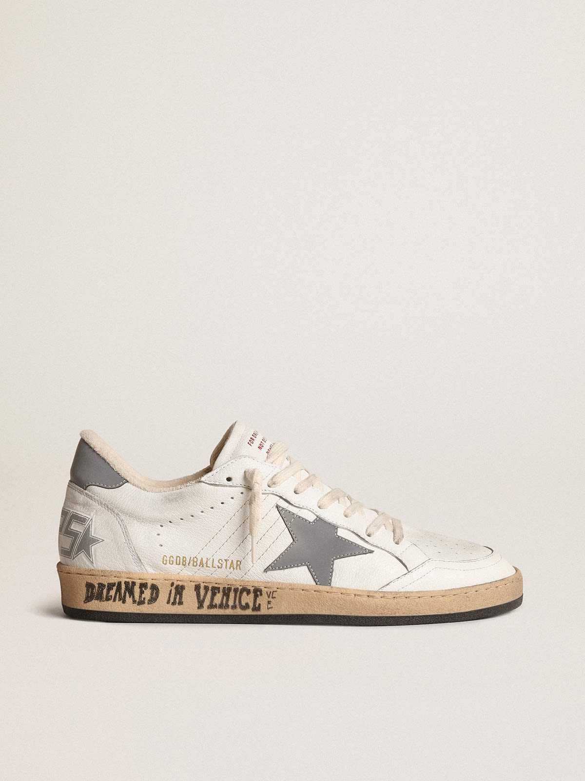 Golden Goose - Ball Star in nappa with gray reflective nylon star and heel tab in 