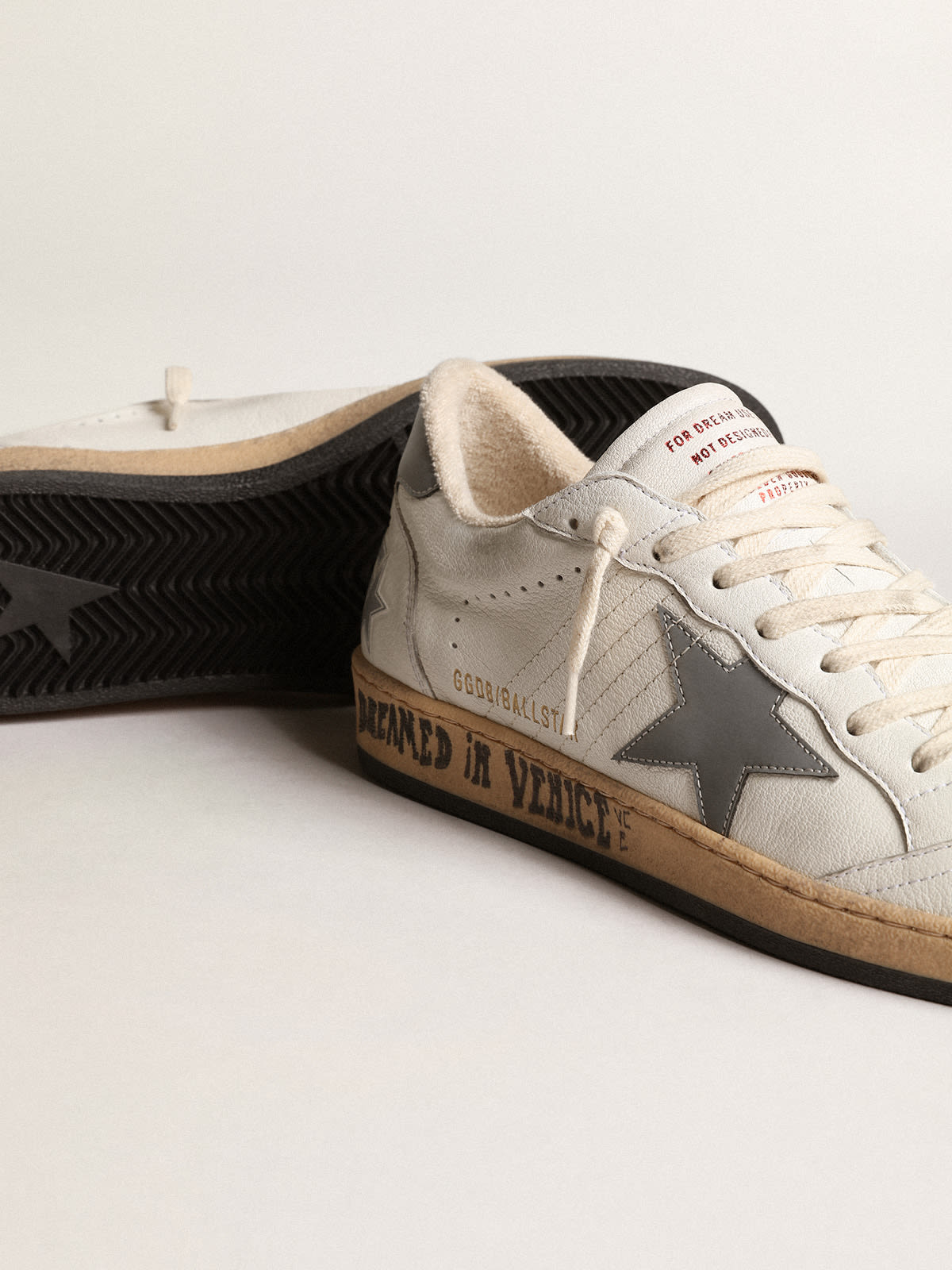 Golden Goose - Ball Star in nappa with gray reflective nylon star and heel tab in 