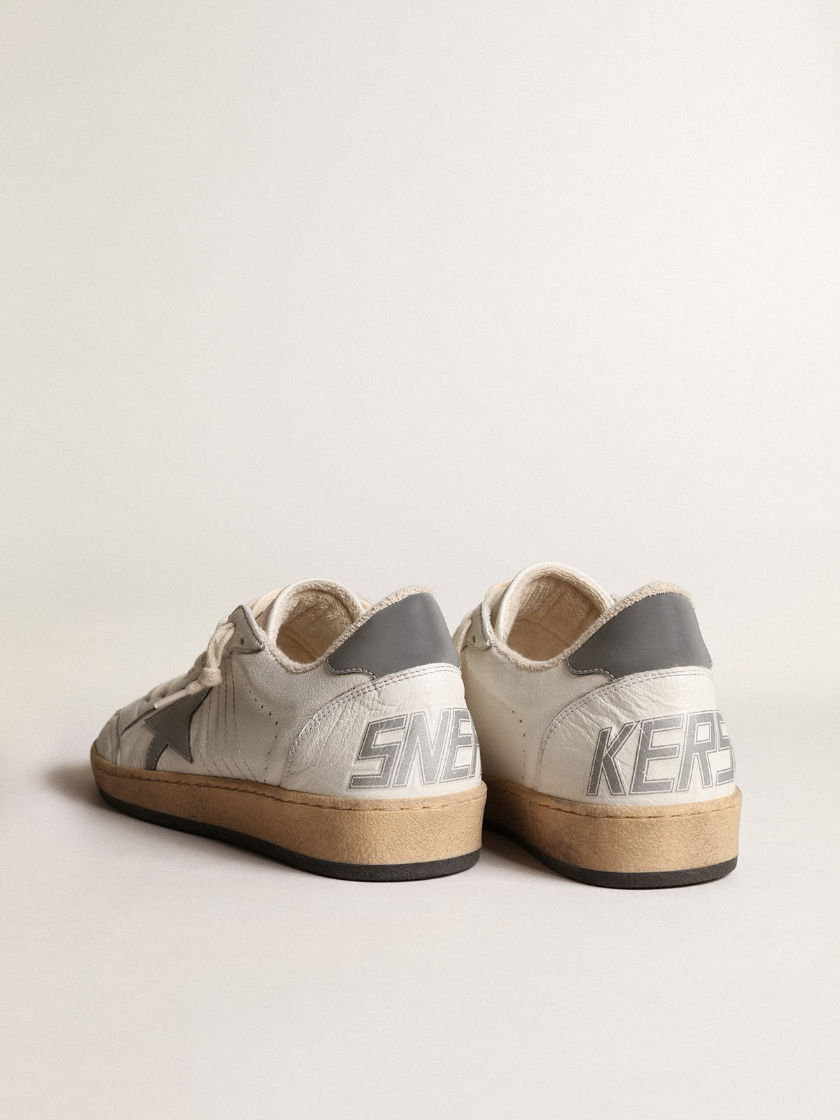 Golden Goose - Ball Star in nappa with gray reflective nylon star and heel tab in 