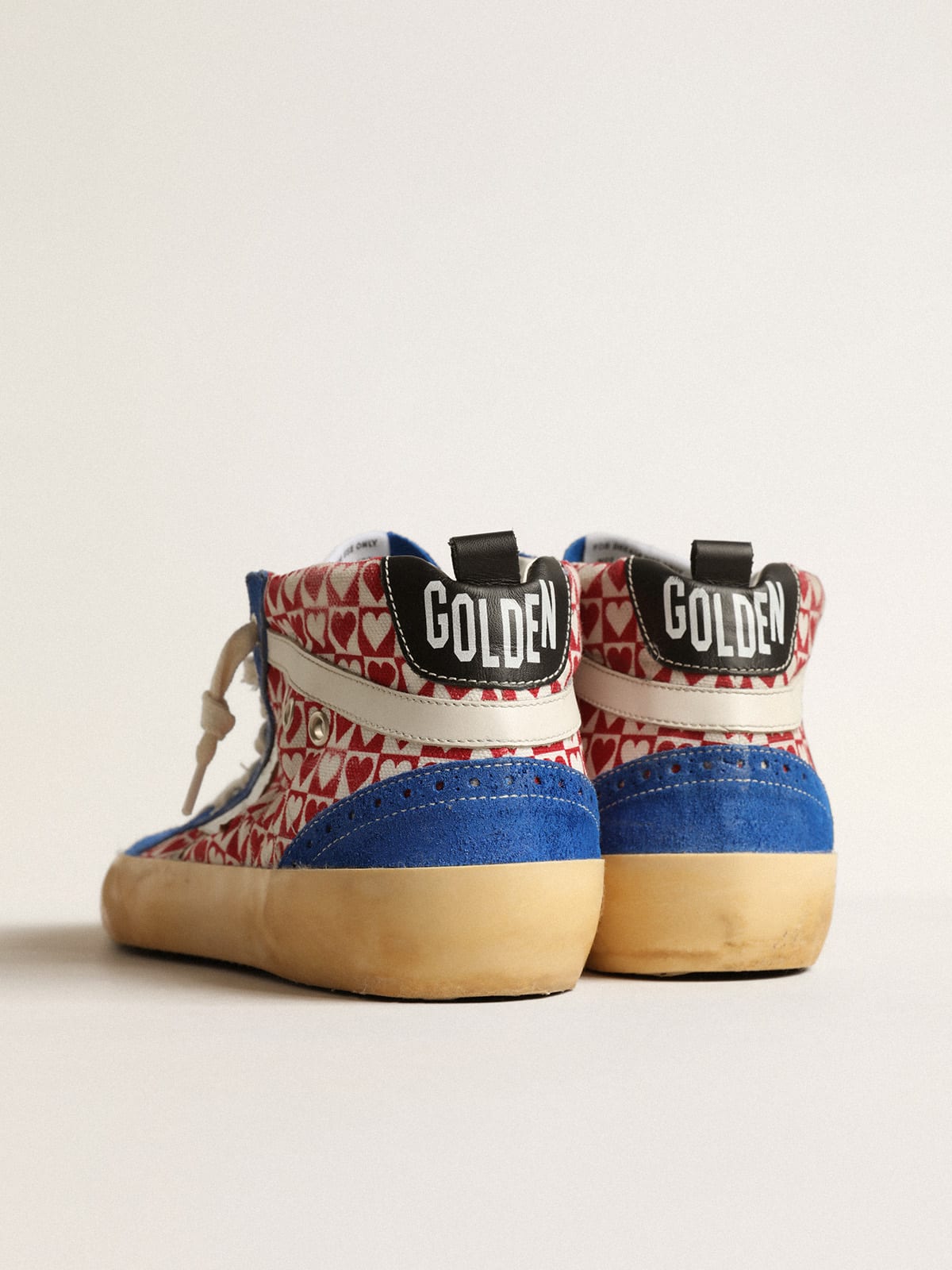 Golden Goose - Men’s Mid Star in canvas with heart print and silver star in 