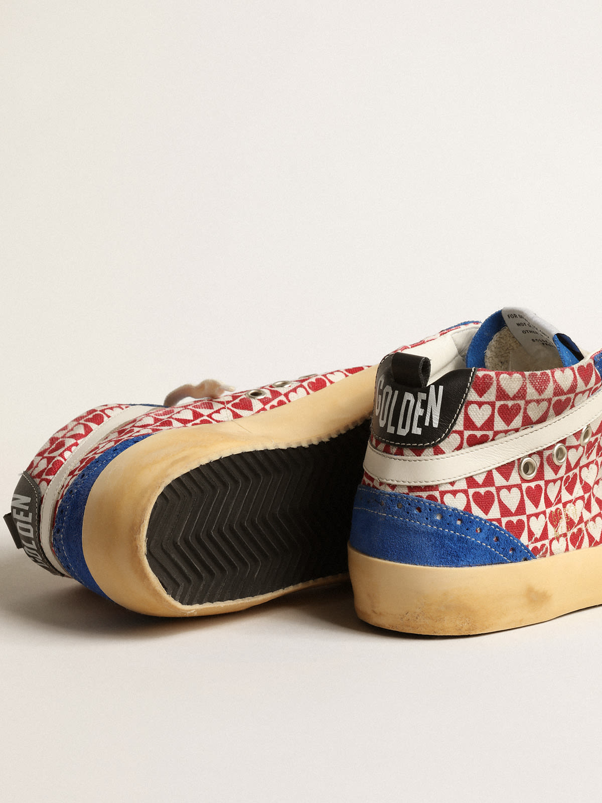 Golden Goose - Men’s Mid Star in canvas with heart print and silver star in 