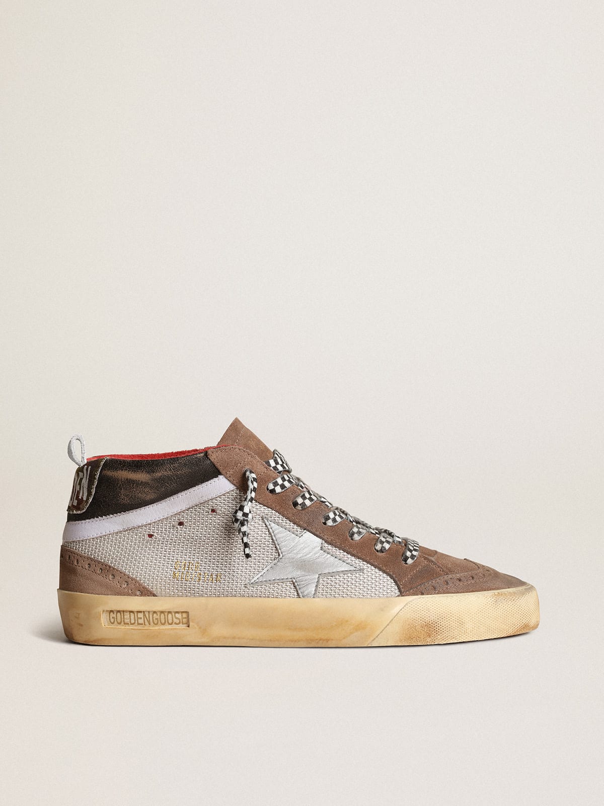 Golden Goose - Mid Star en résille et daim avec étoile en cuir argenté in 