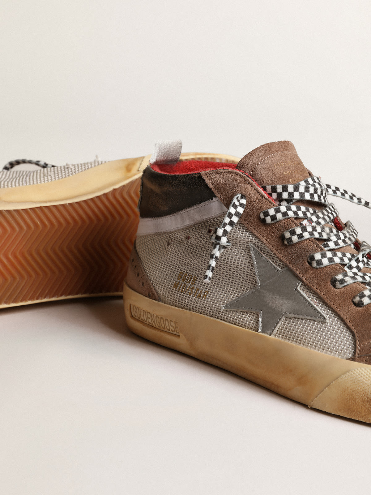 Golden Goose - Mid Star in mesh and suede with a silver leather star in 