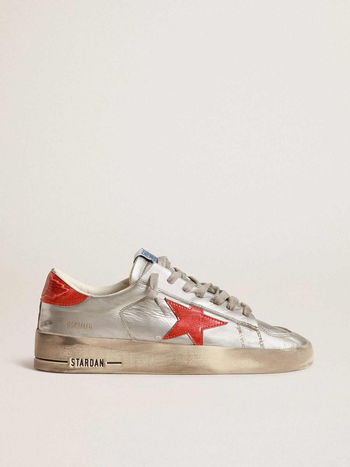 Golden Goose - Men's Stardan in metallic leather with red glitter inserts in 
