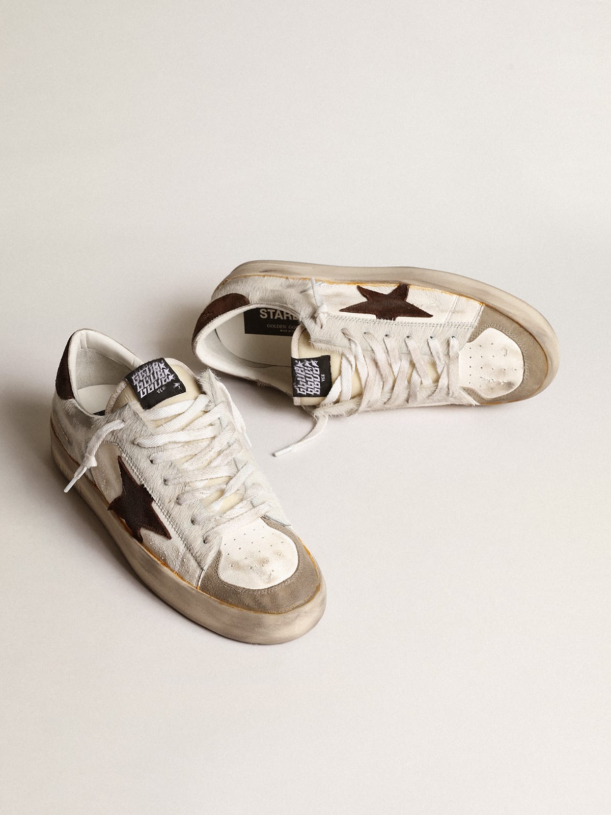 Golden Goose - Men’s Stardan in nappa and pony skin with brown suede star in 