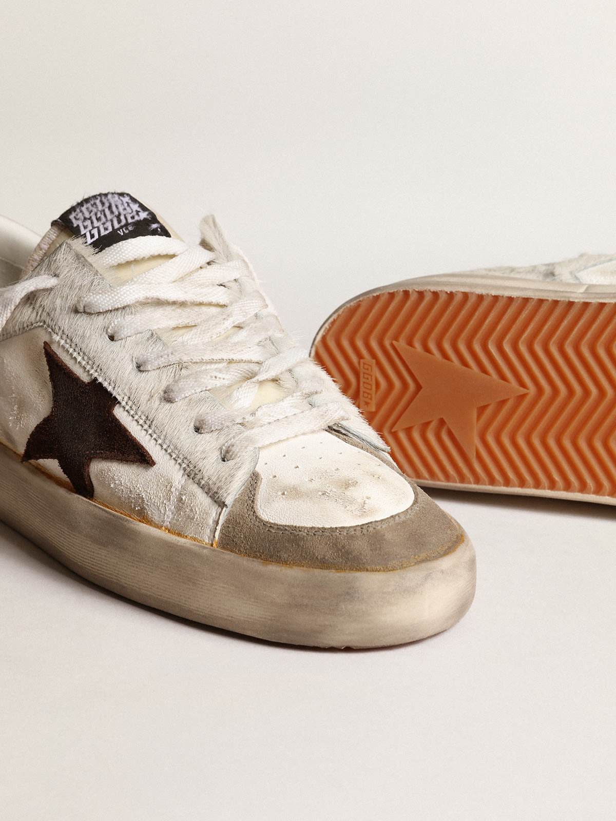 Golden Goose - Men’s Stardan in nappa and pony skin with brown suede star in 