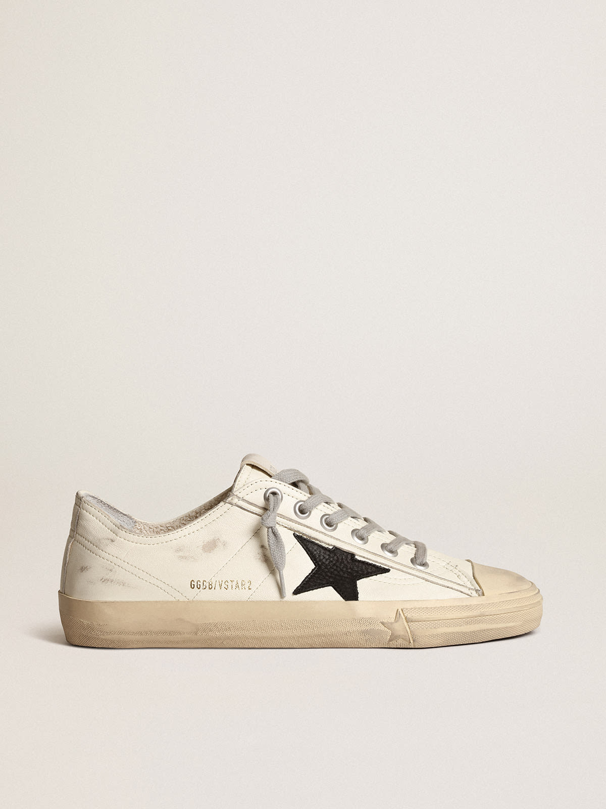 Sneakers V Star en nappa blanc cass avec toile en nubuck noir