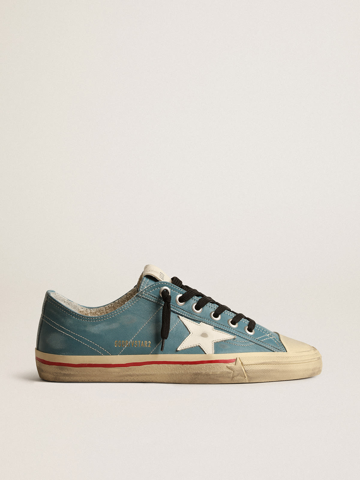 V-Star in petrol-blue nubuck with white leather star | Golden Goose