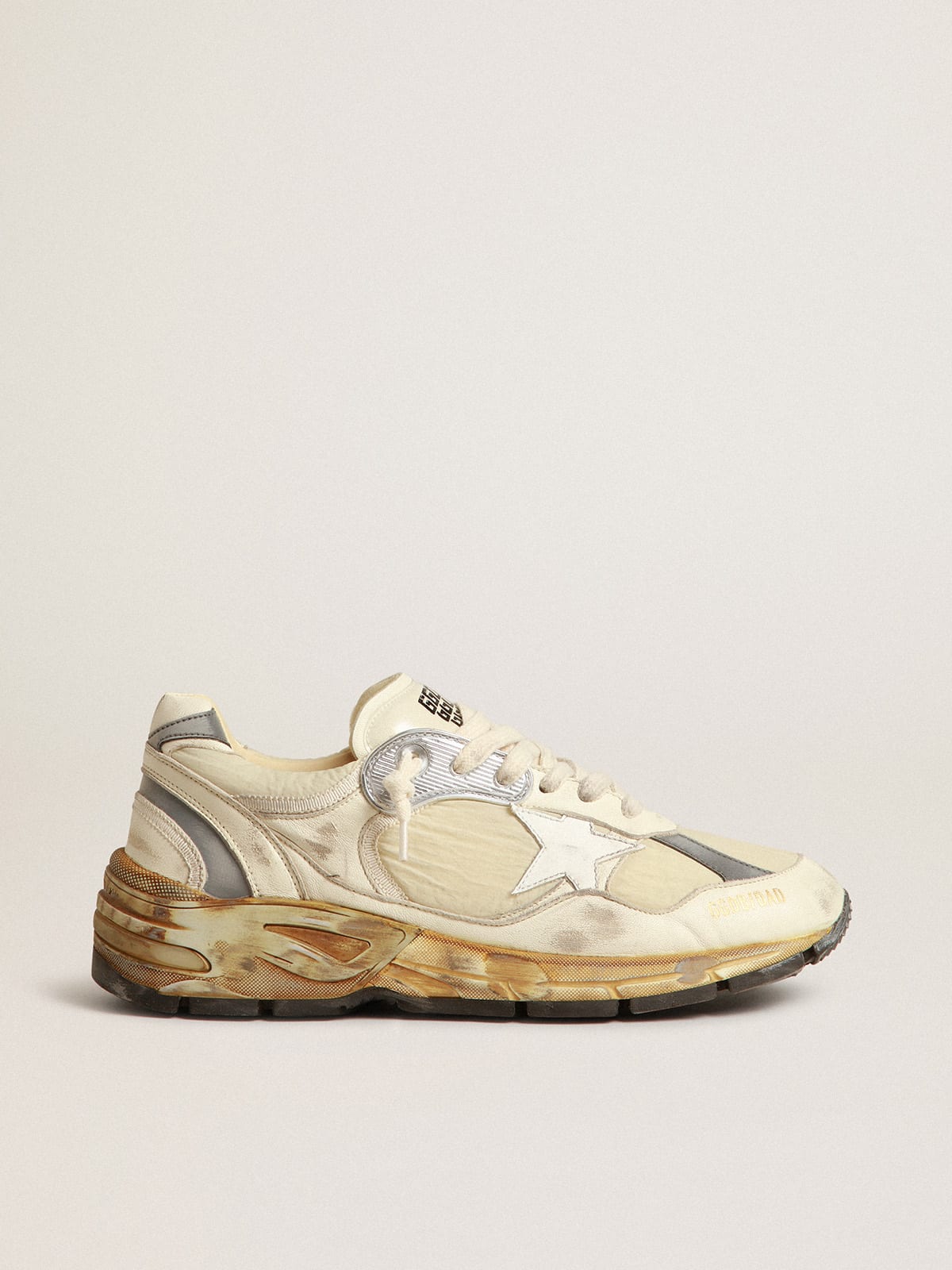 Golden Goose - Men’s Dad-Star in beige nappa and nylon with white leather star in 