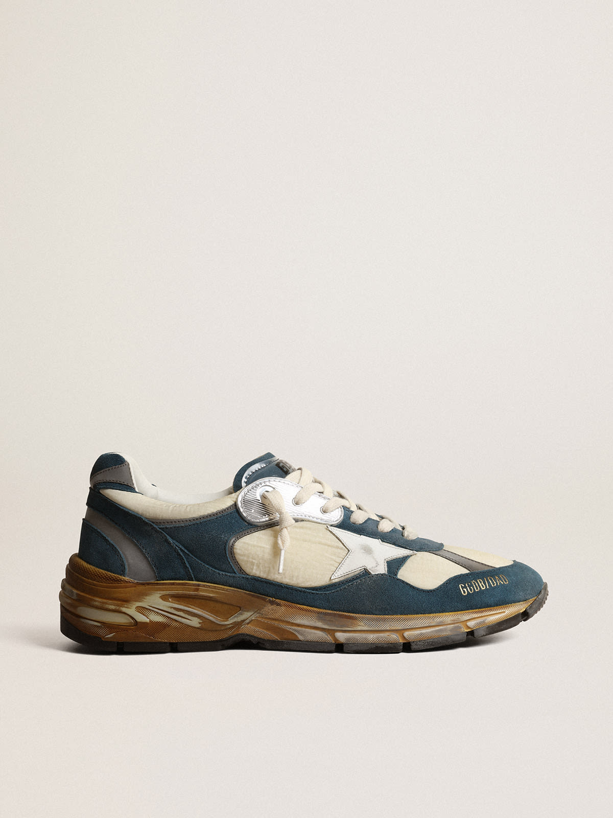 Golden Goose - Men’s Dad-Star in petrol-blue suede with white leather star in 