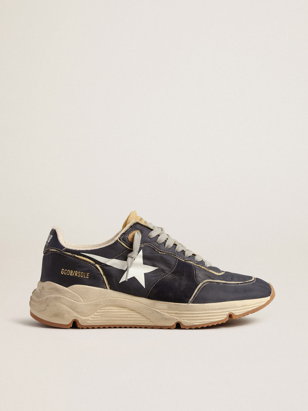 Golden Goose - Running Sole in blue nylon with white printed star in 