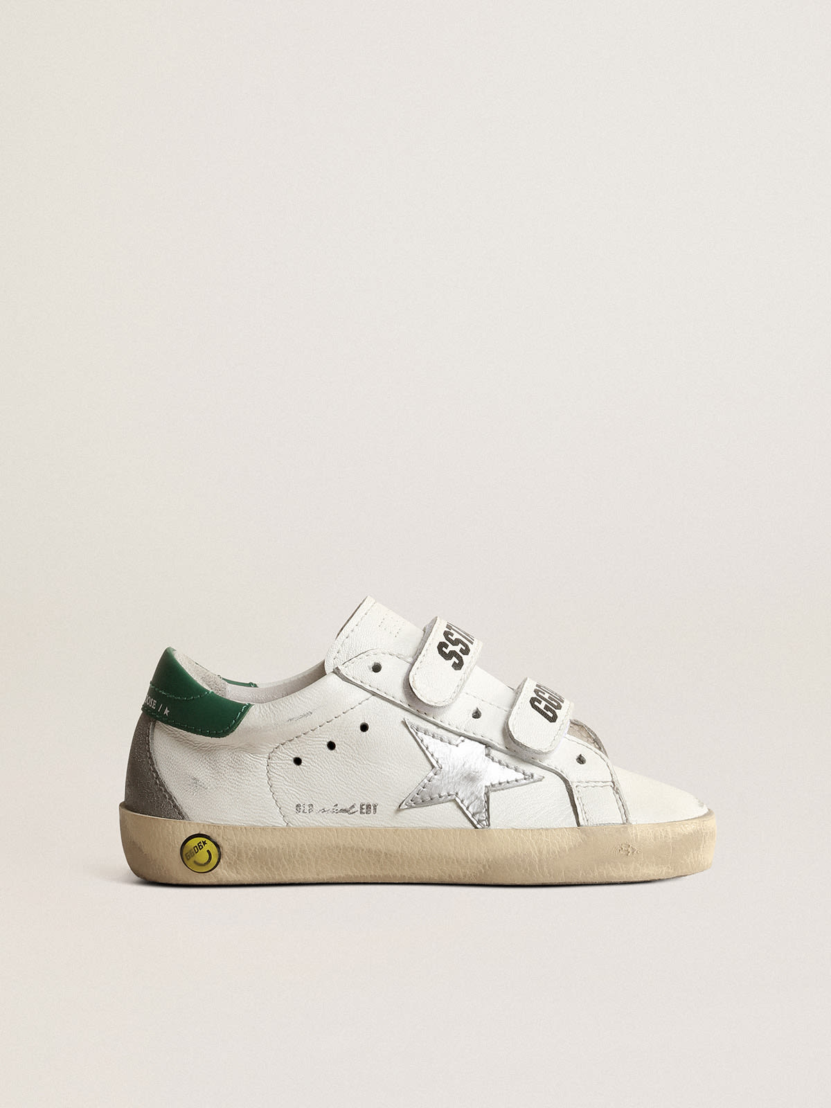 Golden Goose - Old School Teen with metallic leather star and green heel tab in 