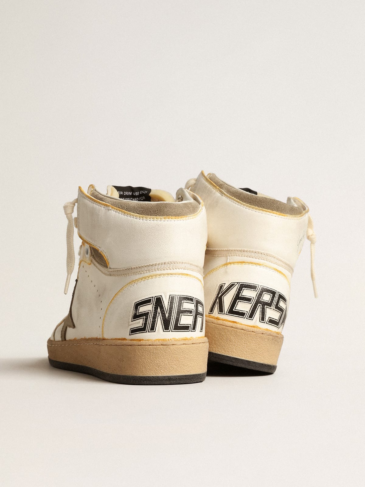 Golden Goose - Men’s Sky-Star in white nappa leather with dove-gray suede star in 