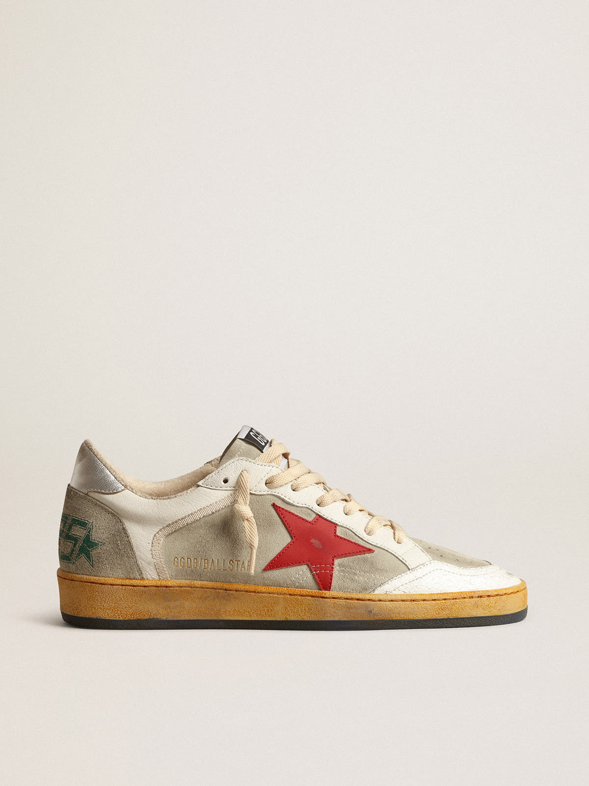 GOLDEN GOOSE Superstar distressed metallic leather and suede