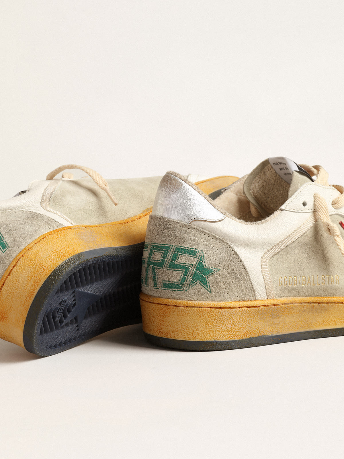 Golden Goose - Ball Star in gray suede with red star and silver heel tab in 