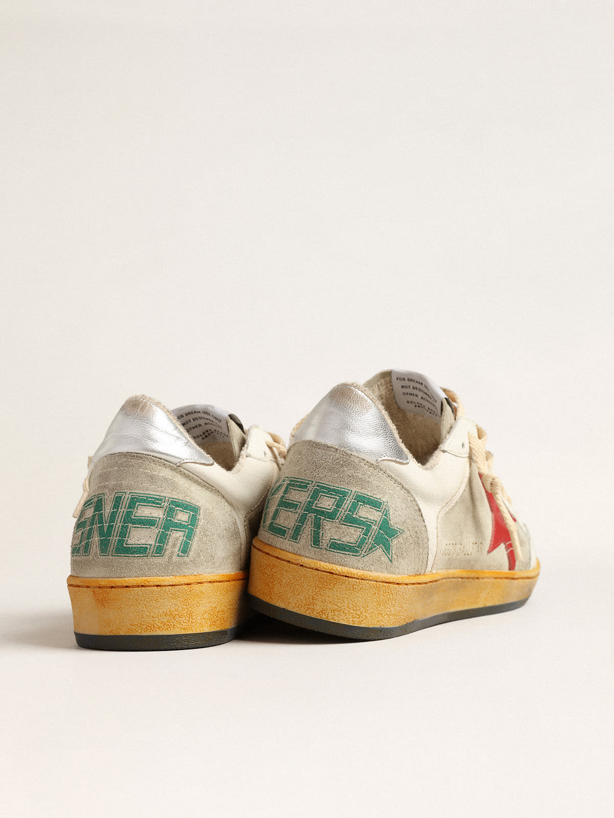 Golden Goose - Ball Star in gray suede with red star and silver heel tab in 