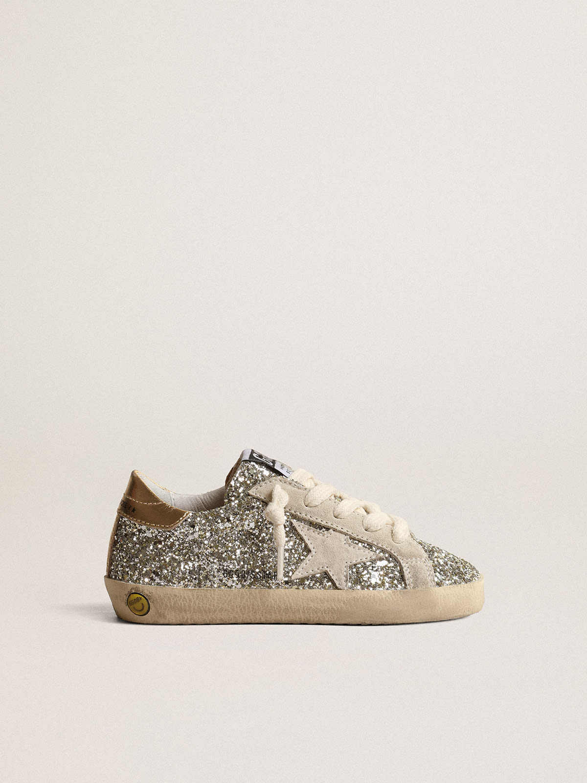 Golden Goose - Super-Star Young in glitter with a suede star and gold heel tab in 