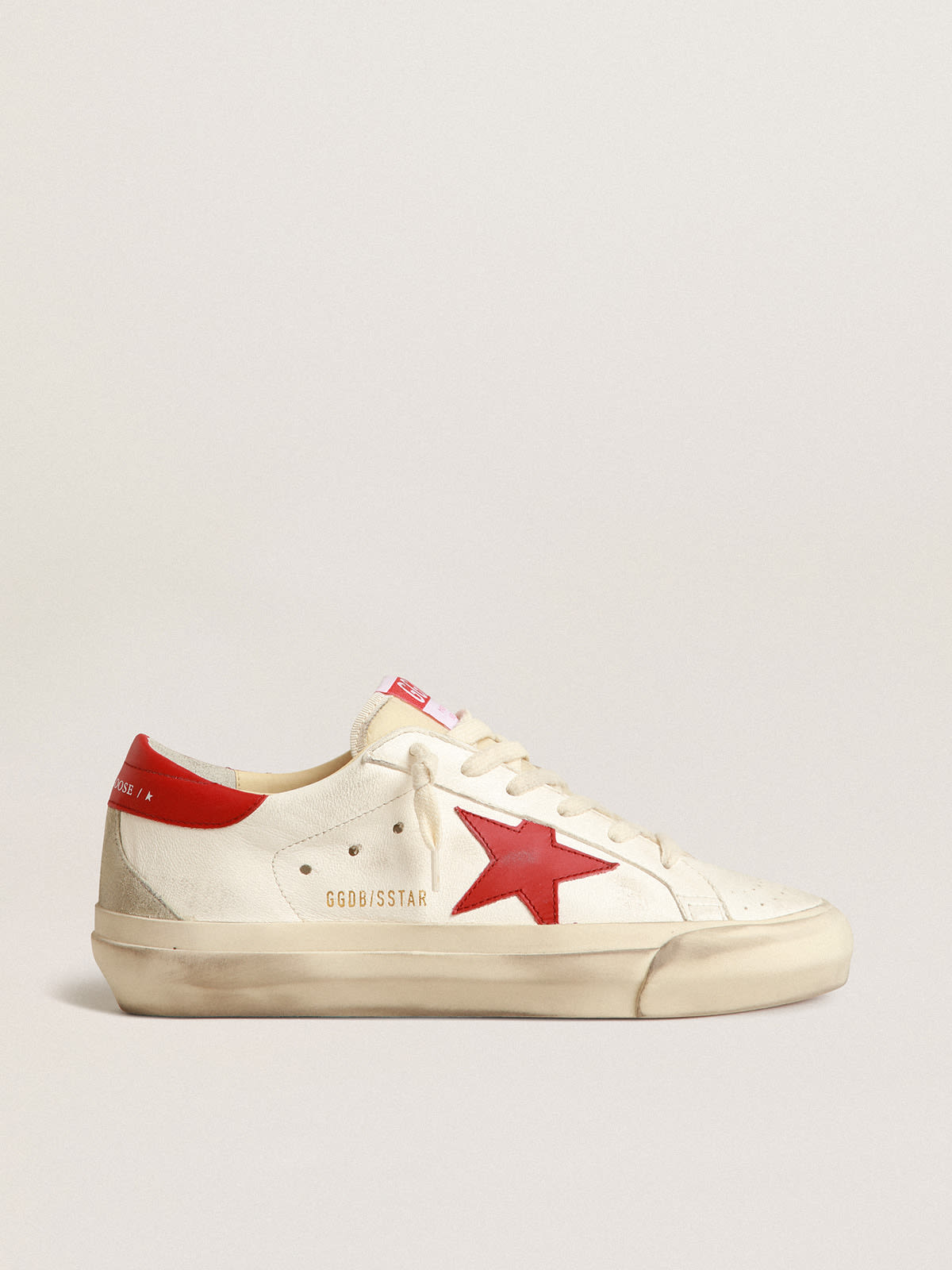 Golden Goose - Men’s Super-Star LTD in nappa leather with red star and heel tab in 