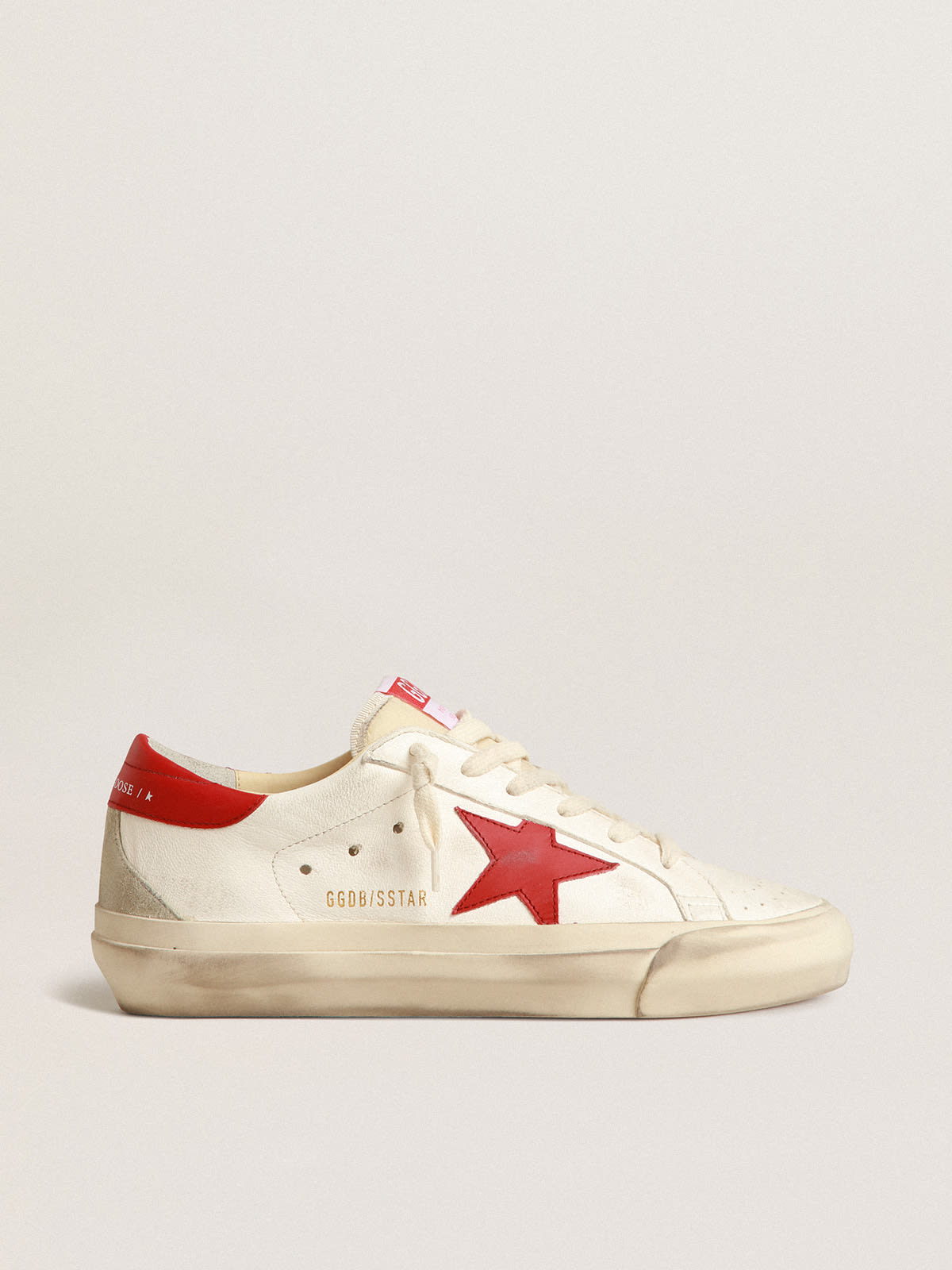 Men\'s Super-Star LTD in nappa leather with red star and heel tab | Golden  Goose