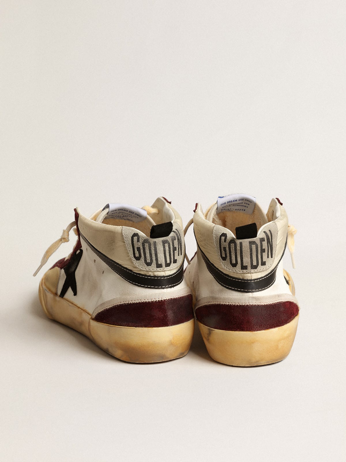 Golden Goose - Mid Star in nappa with black suede star and wine-red inserts in 
