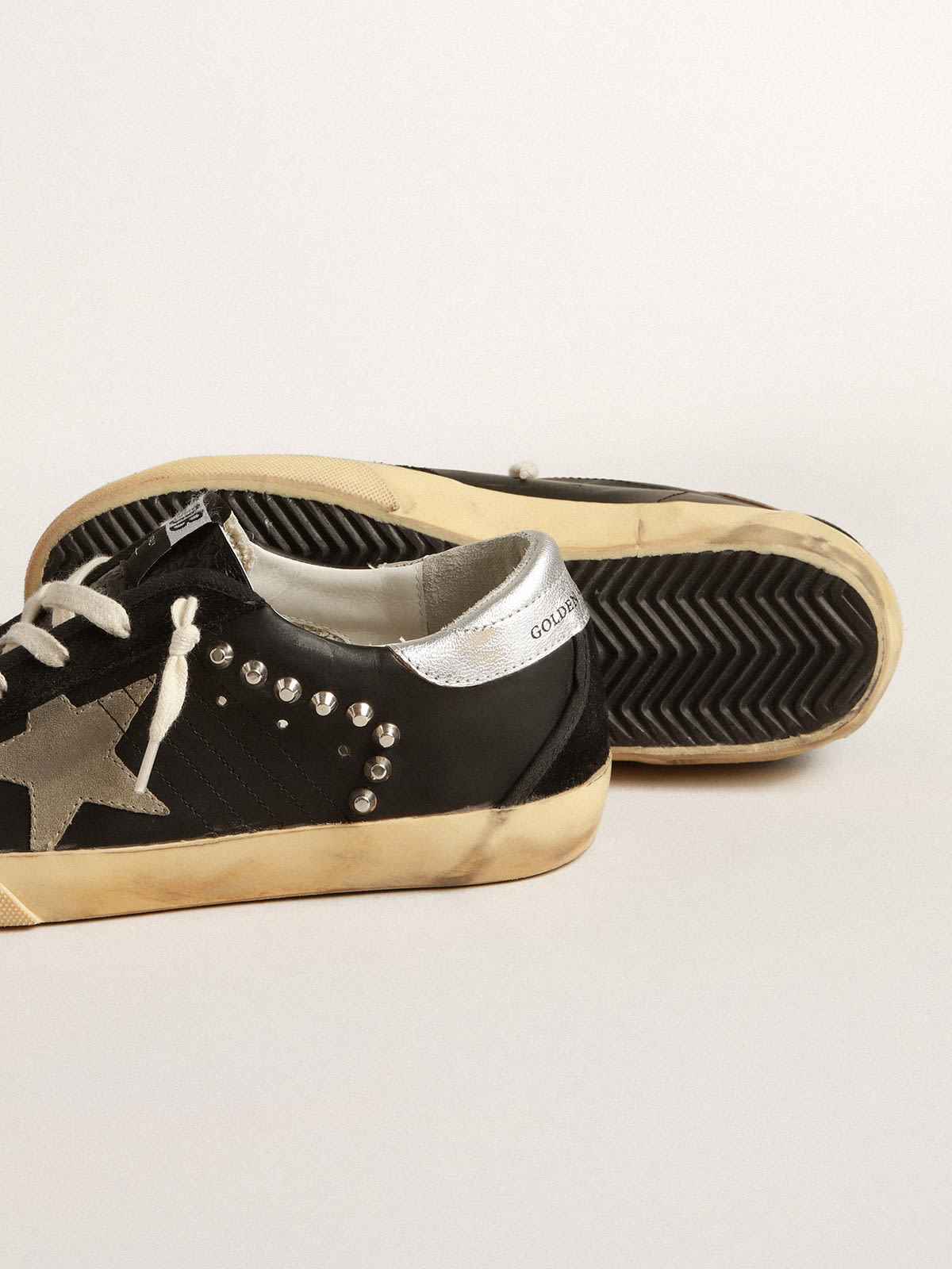 Golden goose superstar distressed metallic leather discount and suede sneakers