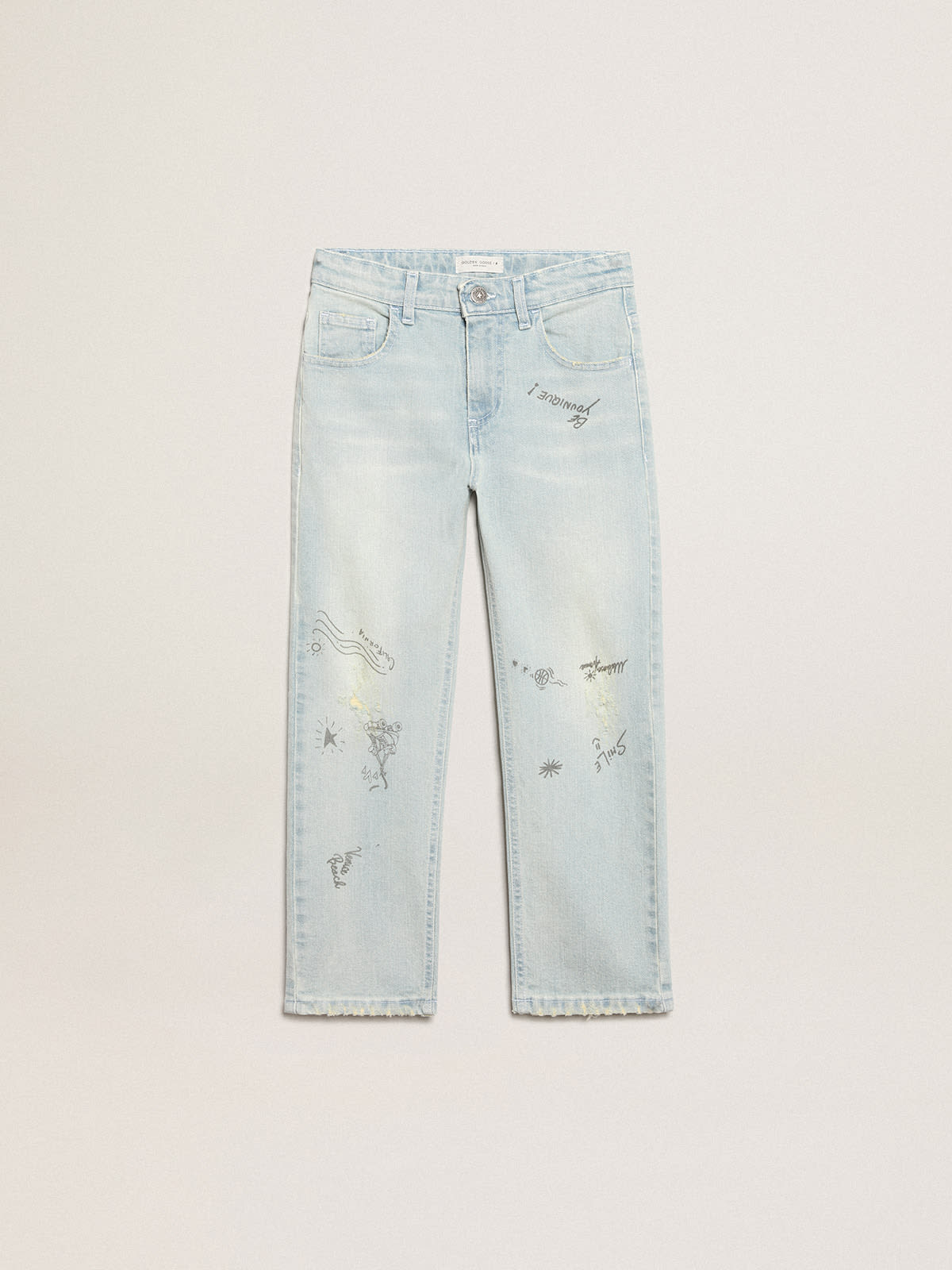 Golden Goose - Boys’ bleached jeans with distressed treatment in 