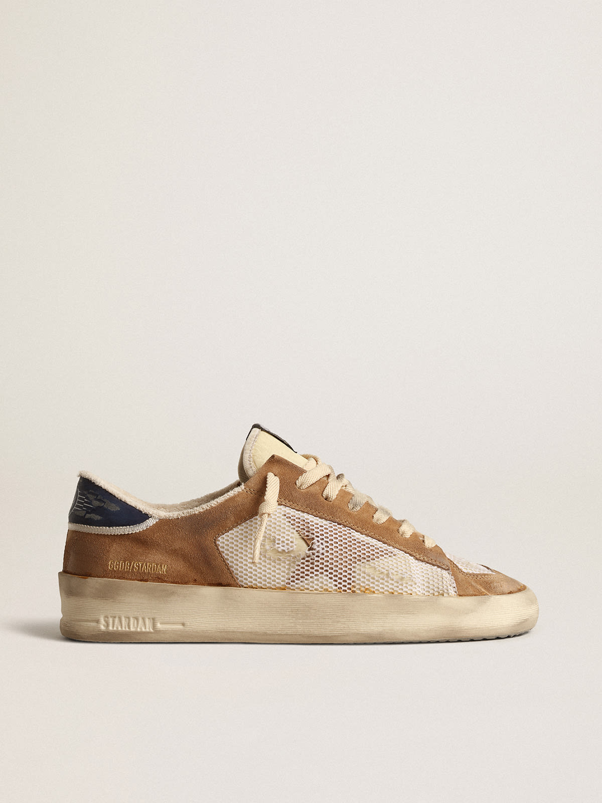 Golden Goose - Stardan in beige nylon and mesh with tobacco suede inserts in 