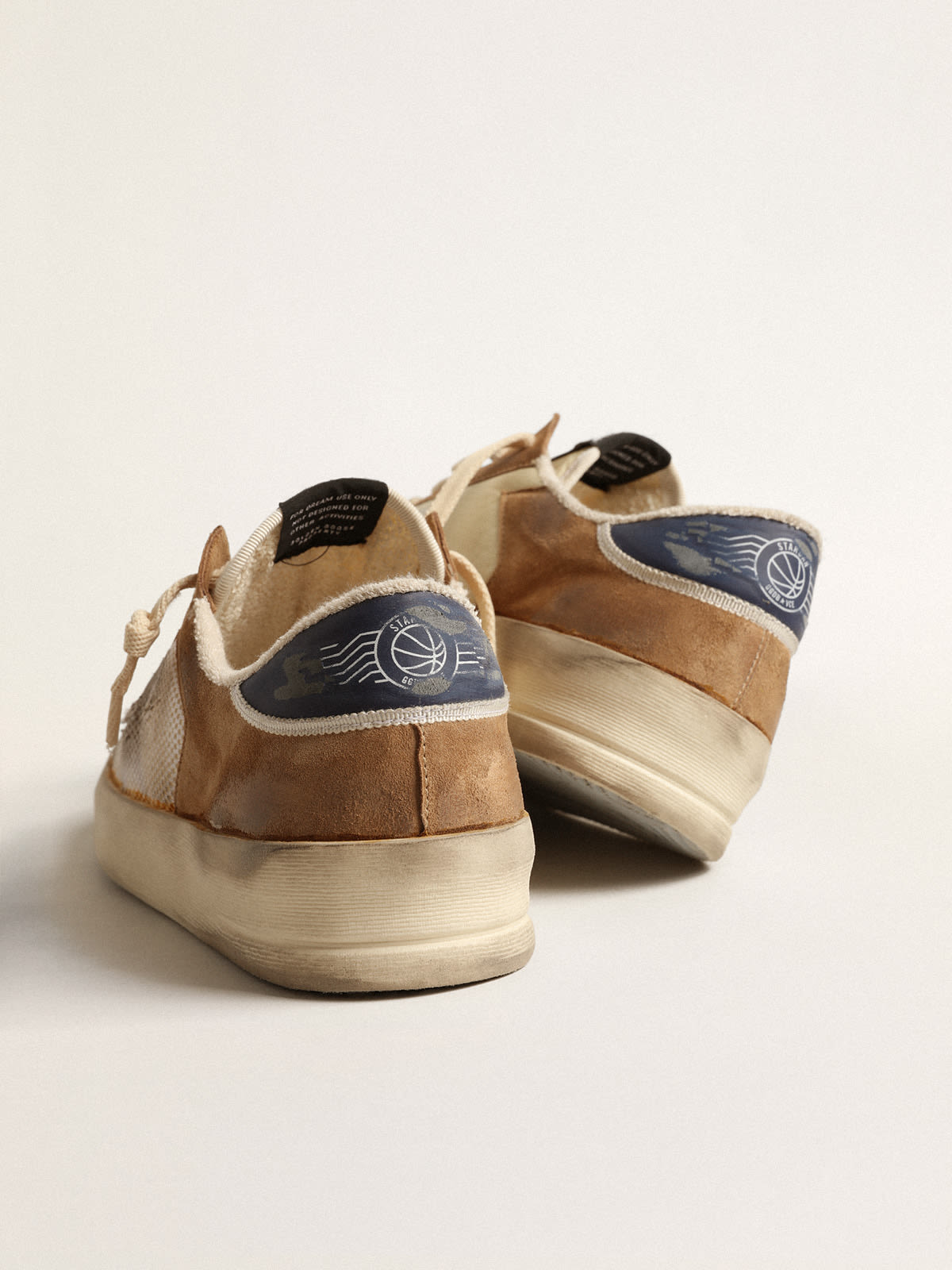 Golden Goose - Stardan in beige nylon and mesh with tobacco suede inserts in 