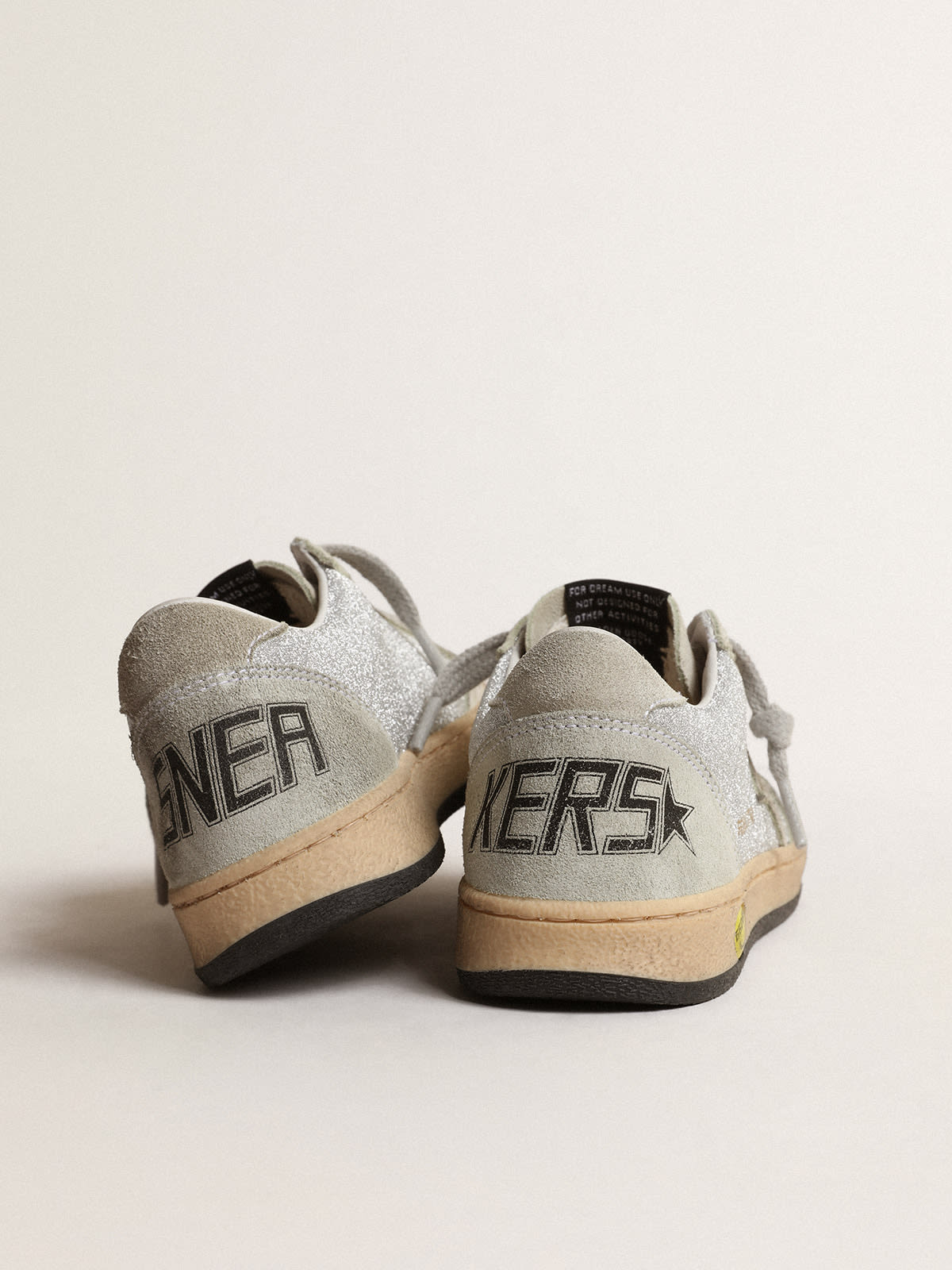 Golden Goose - Ball Star Young in glitter with ice-gray suede inserts in 