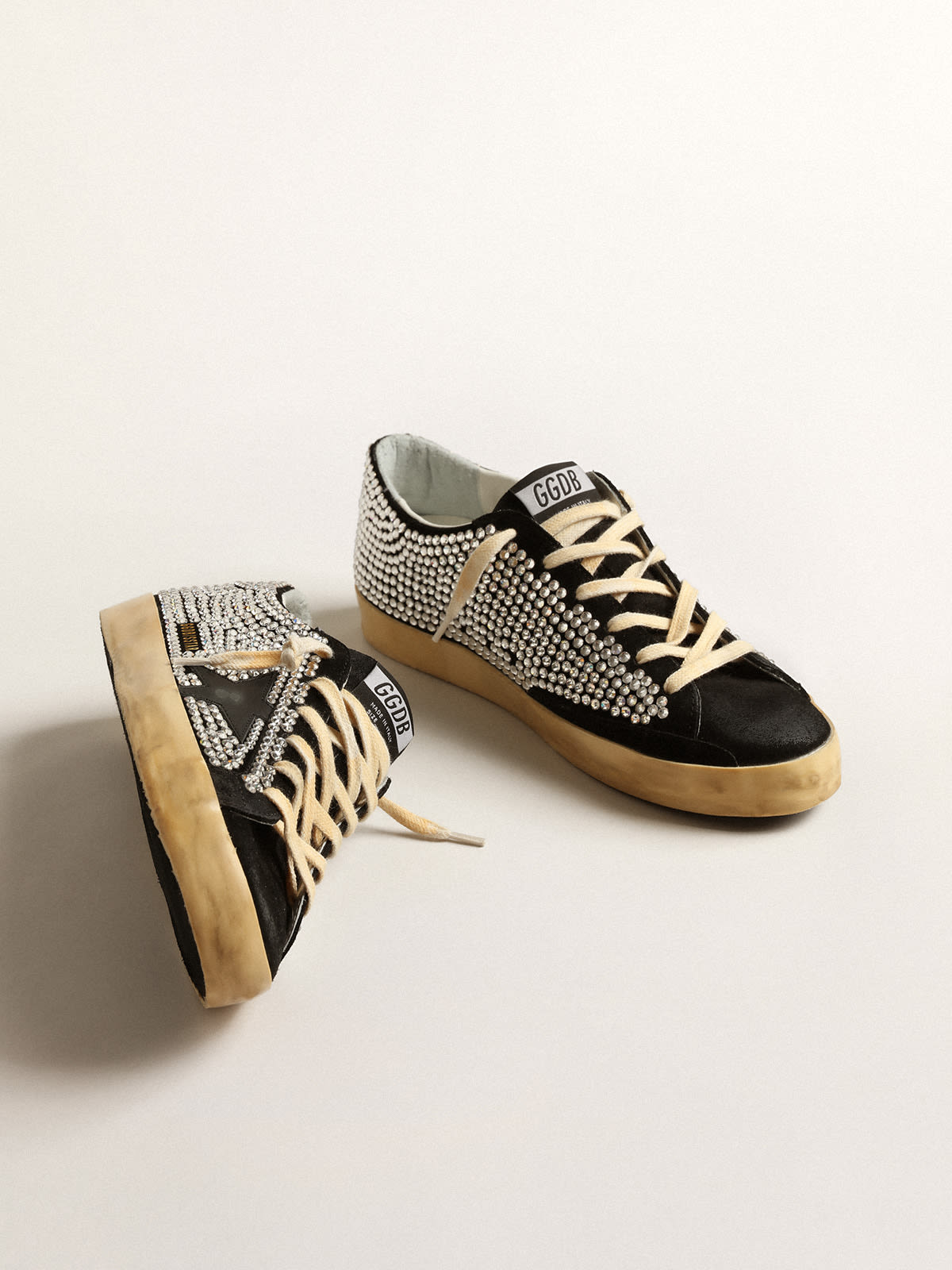 Super-Star LTD with Swarovski crystals and black leather star | Golden Goose