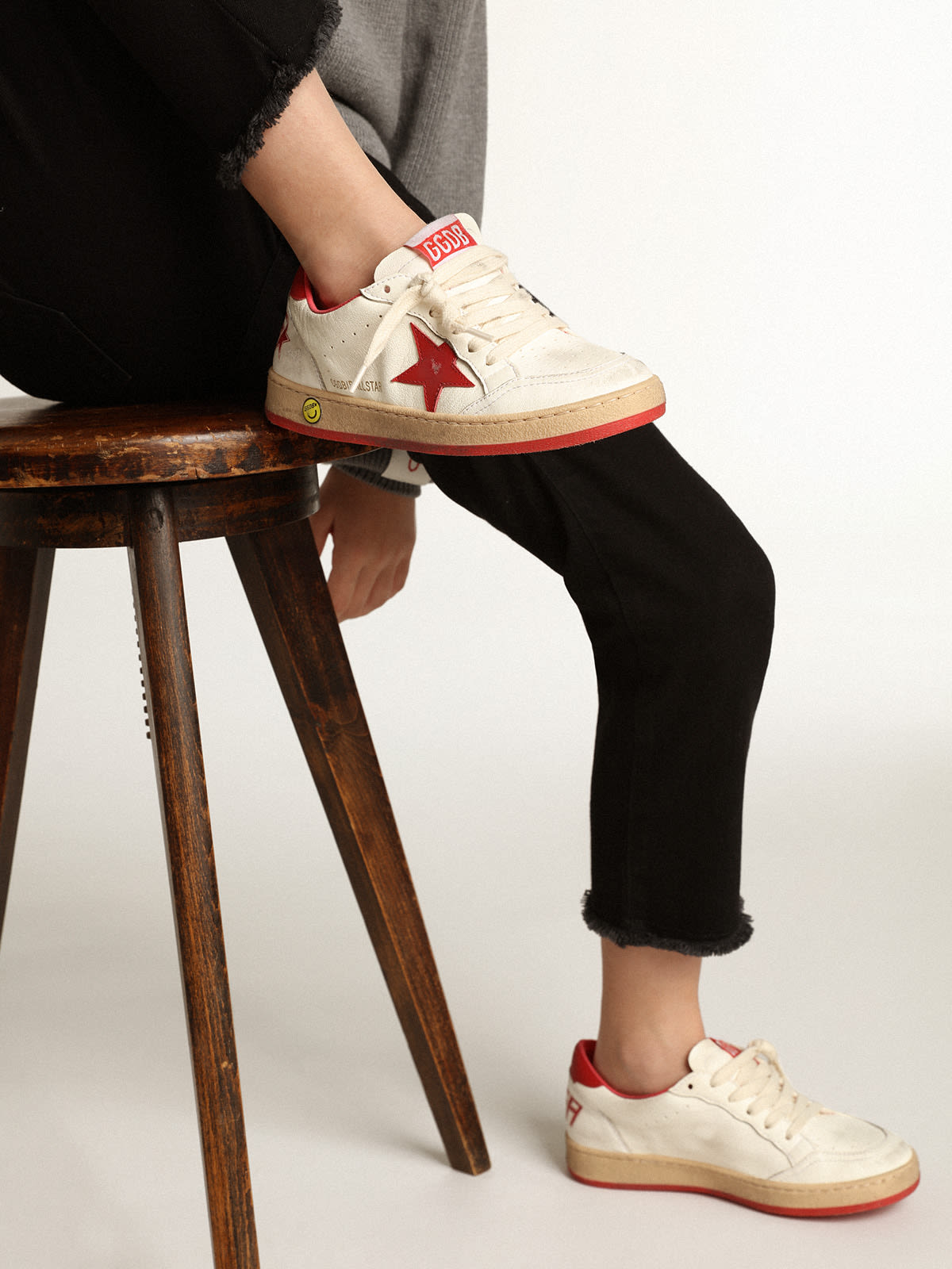 Golden Goose - Ball Star Young in nappa with red leather star and heel tab in 