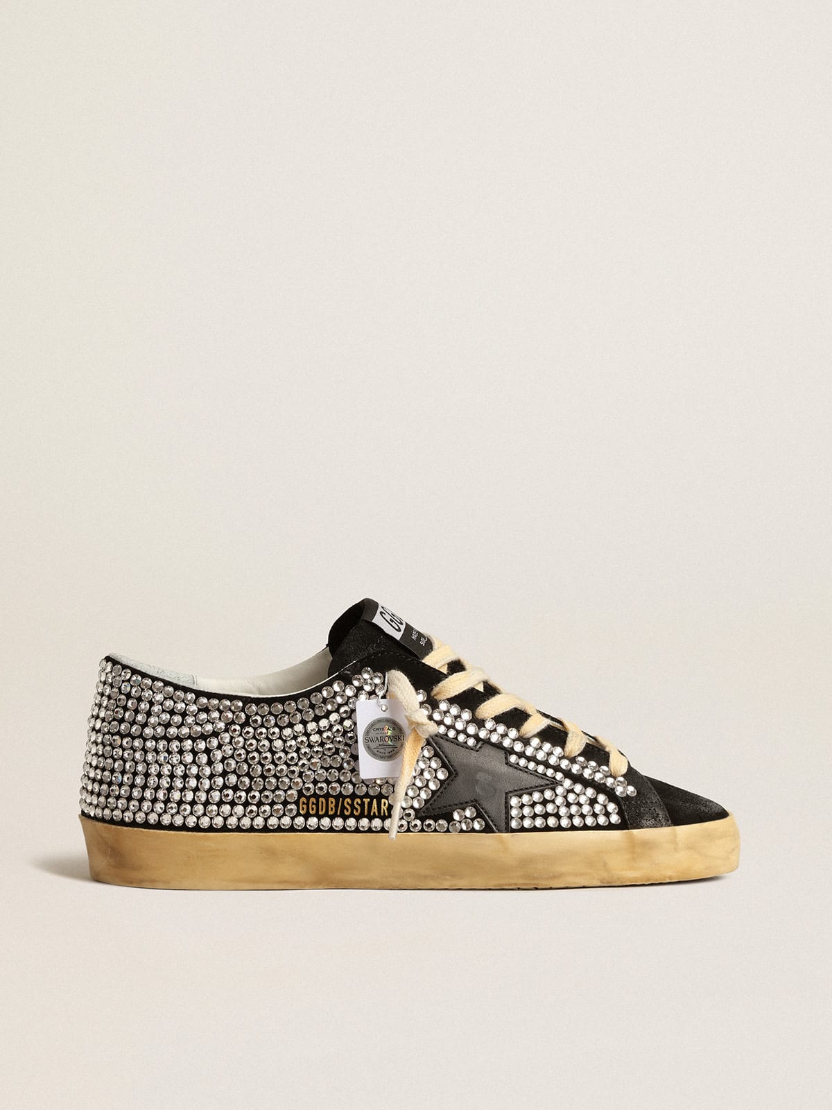 Super-Star LTD with Swarovski crystals and black leather star | Golden Goose