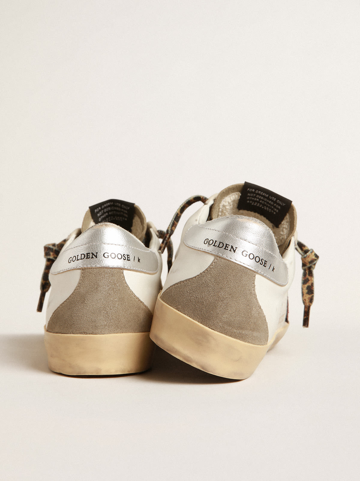 Golden Goose - Super-Star with burgundy glitter star and silver heel tab in 