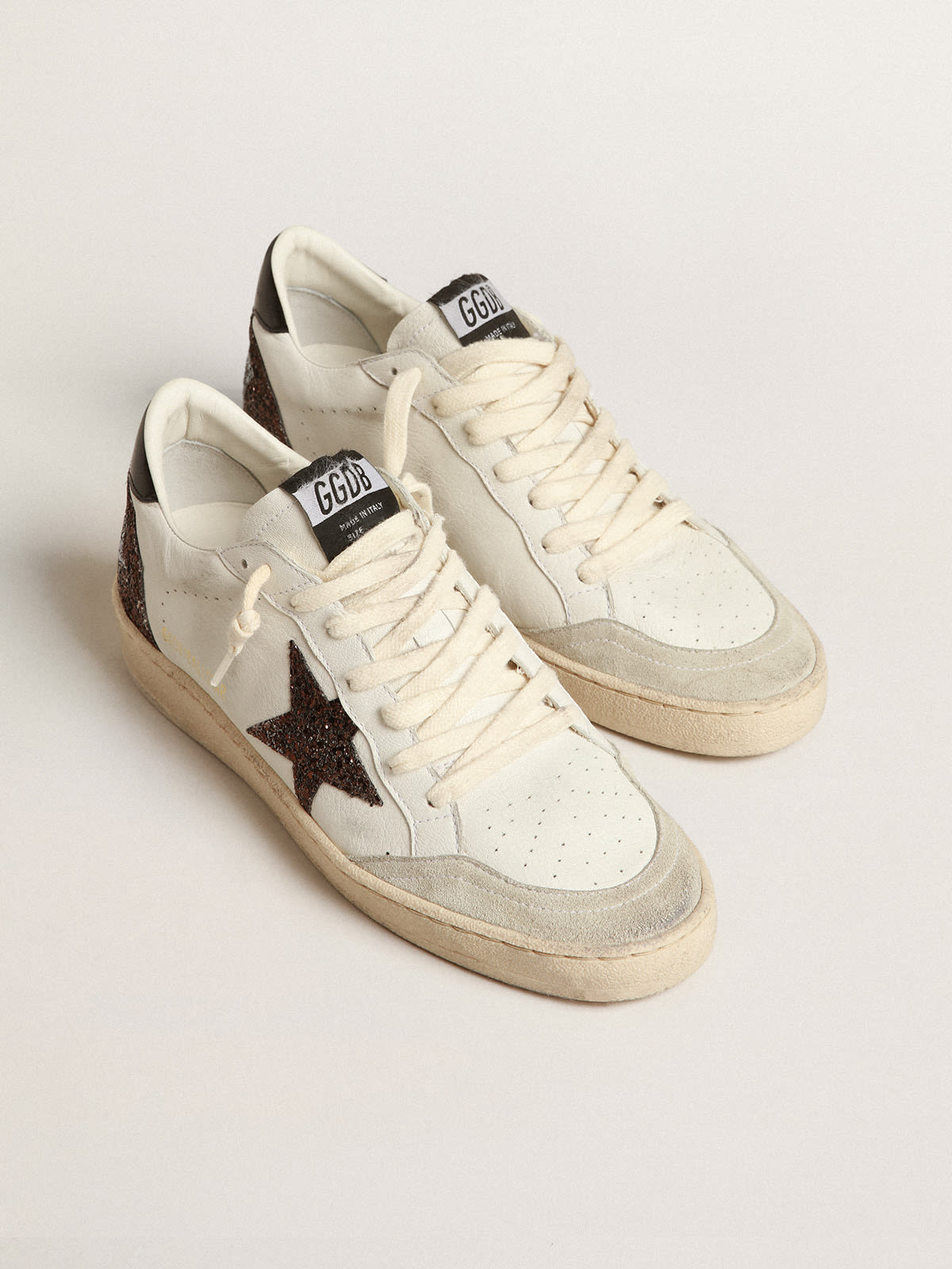 Golden Goose - Ball Star in nappa with glitter star and black nappa heel tab in 