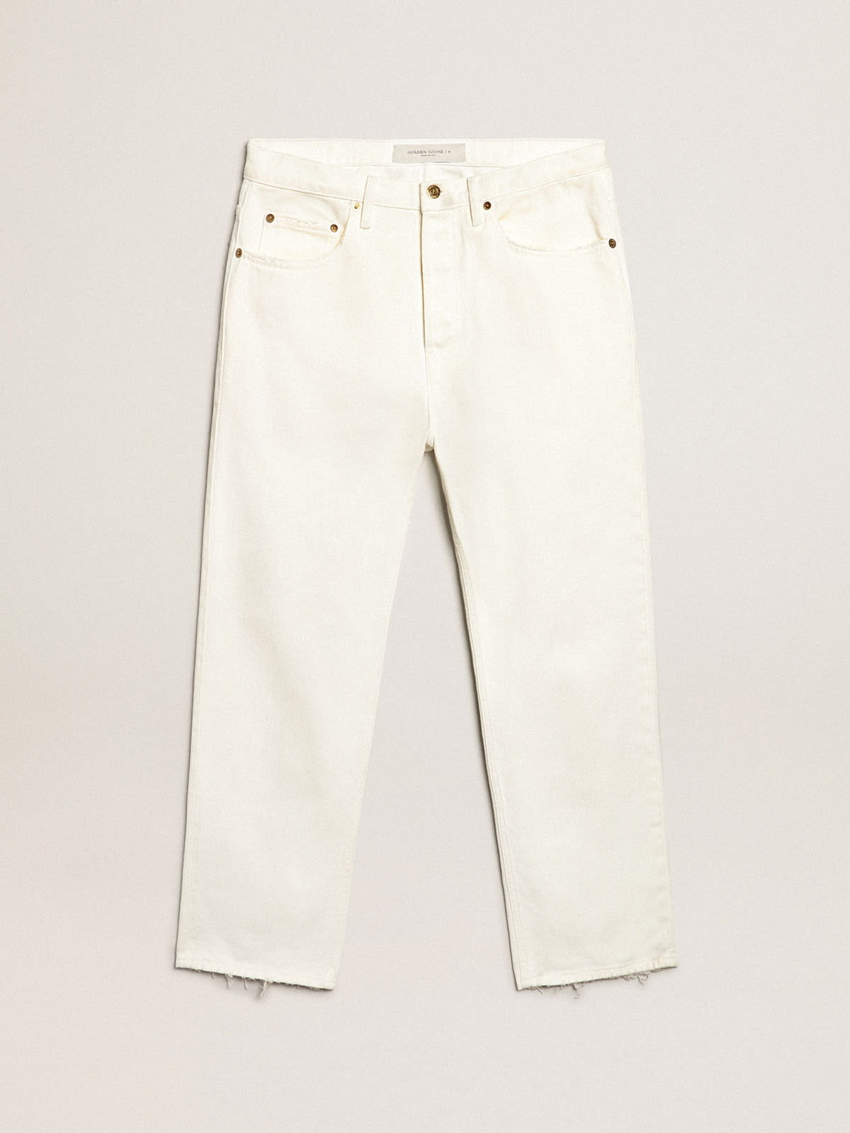 Stonewashed-effect white jeans